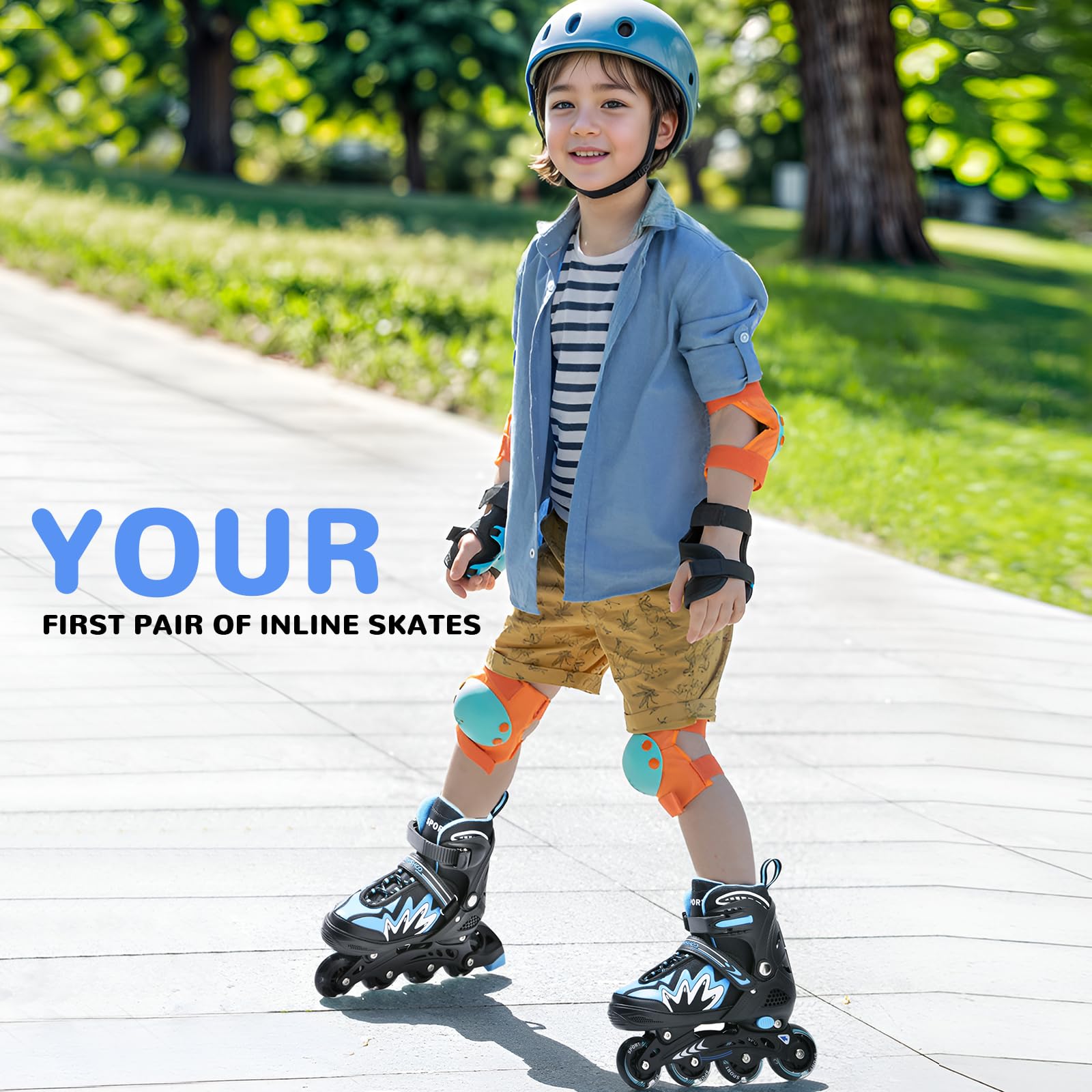 TOMSHOO Patines en Línea para Niña Niños, Patines 4 Tamaños Ajustables, LED Ruedas, Patines Línea para Niños, Niñas, Adolescentes Principiantes