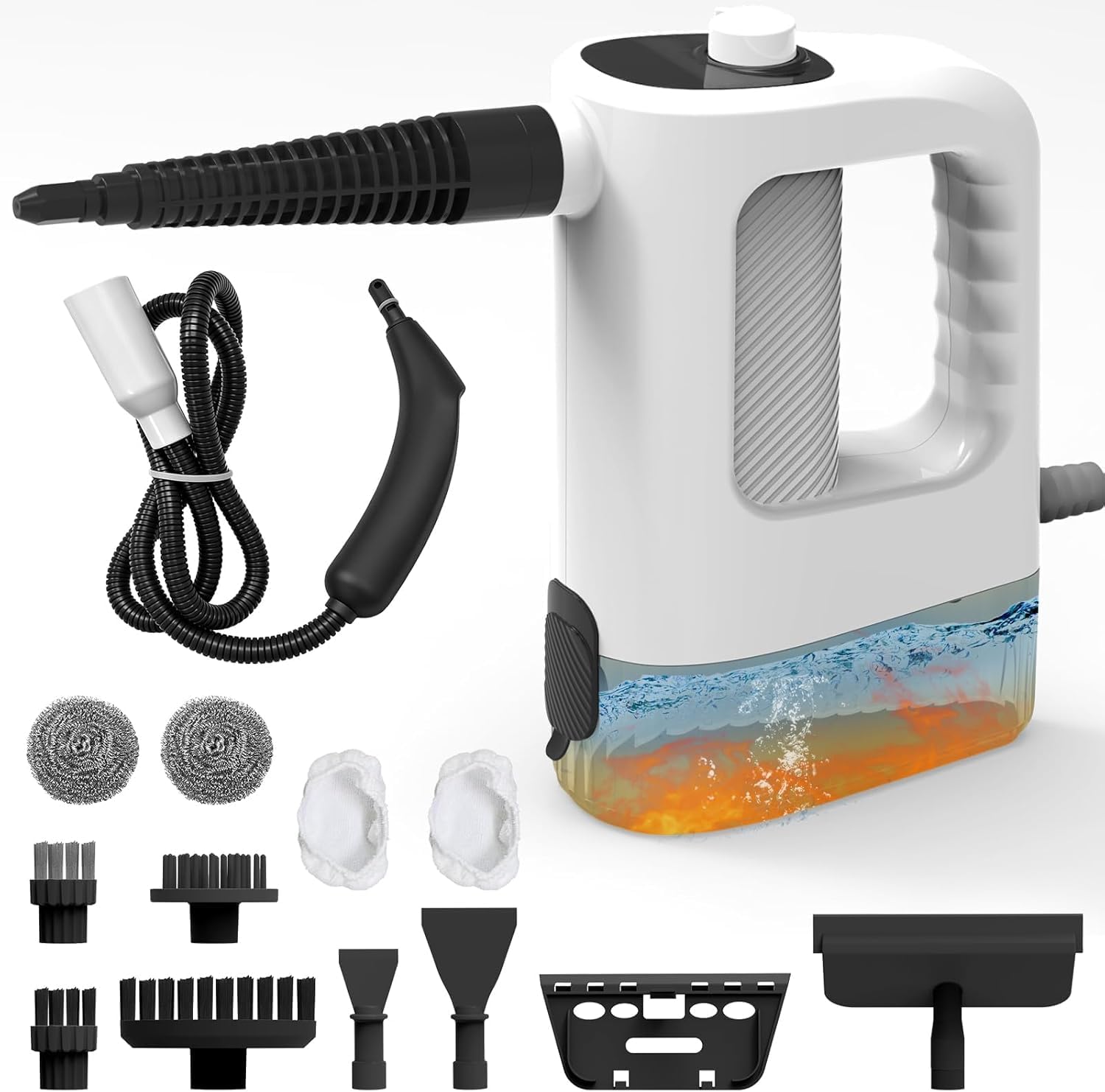 Handheld Steam Cleaner, 15s Instant Heat, 400ML Tank, Portable Steamer for Grout, Floor, Couch, Furniture, Kitchen, Lockable, Refill Anytime