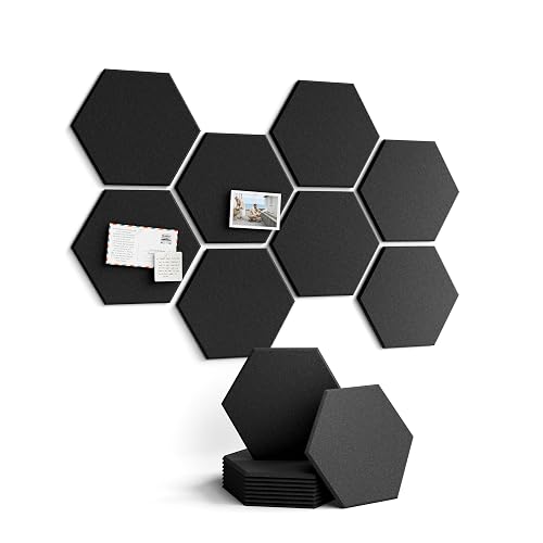 Fluxynara 8-Pack Hexagon Felt Bulletin Board Tiles, Black-1 | Cork