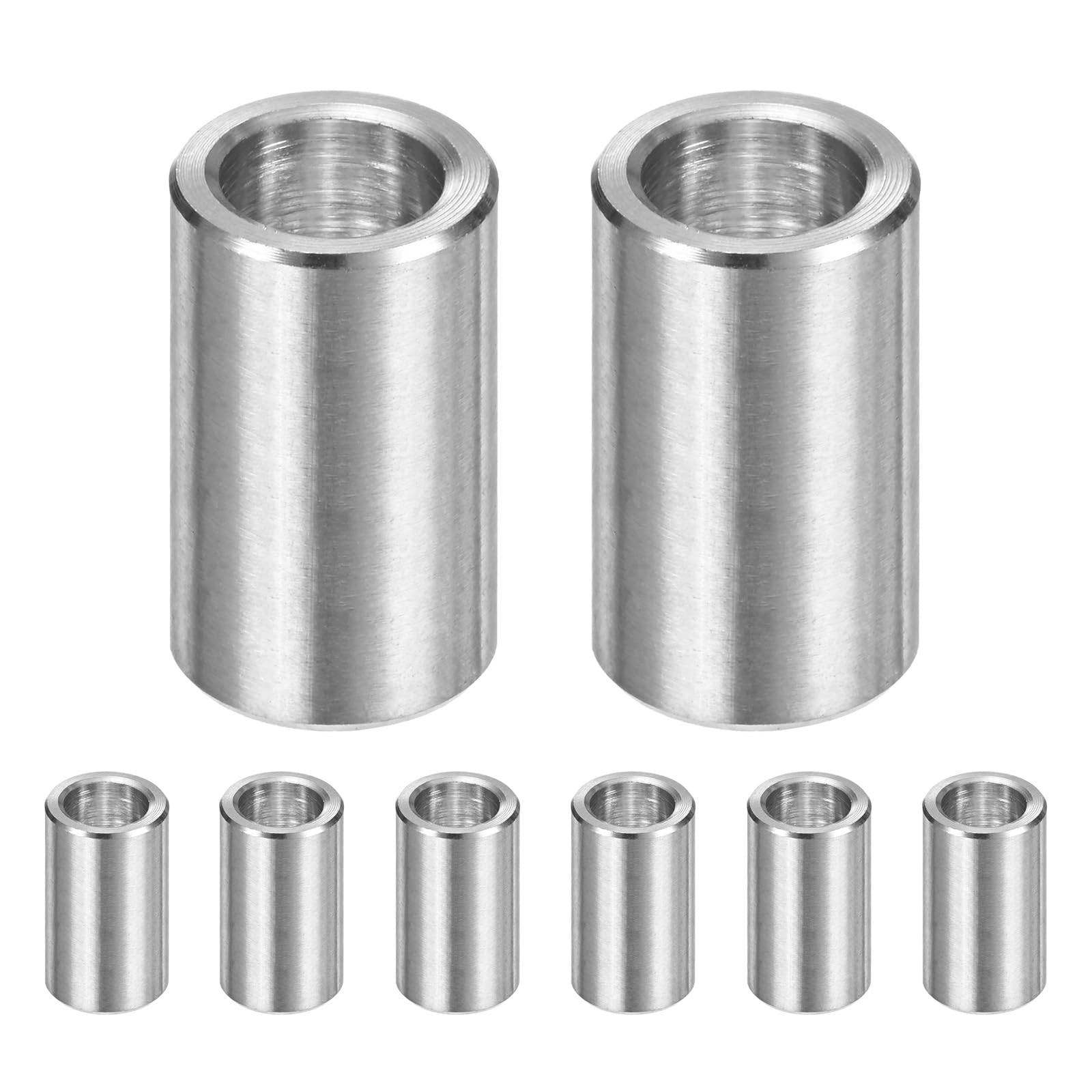 M METERXITY 8PCS M8 304 Stainless Steel Spacers 8mm ID x 12mm OD x 20mm l Metal Screw Standoff Bushing Plain Finish Round Spacer 304 Stainless Steel for Screws Bolts Silver