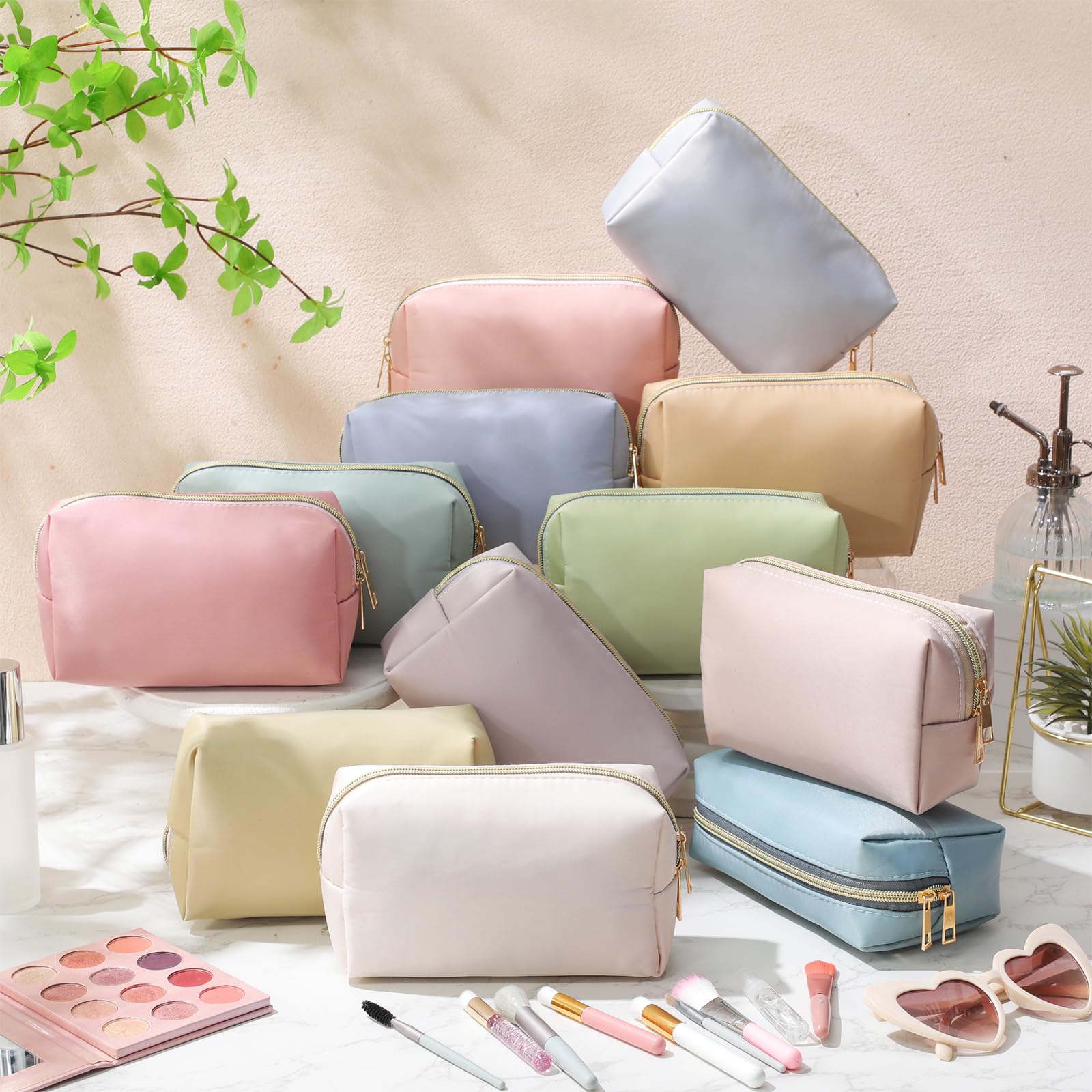 Kigeli Morandi Make-up-Tasche, Nylon, Make-up-Tasche, adrette Kosmetiktasche, Reißverschluss, Make-up-Tasche für Damen, wasserdicht, Reise-Organizer, kleines Outdoor-Zubehör, Kulturbeutel,