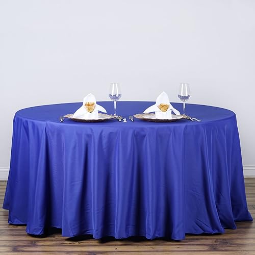 TABLECLOTHSFACTORY Mantel redondo de poliéster de 120 pulgadas, resistente a las manchas y a las arrugas, lavable, para bodas, fiestas, banquetes y