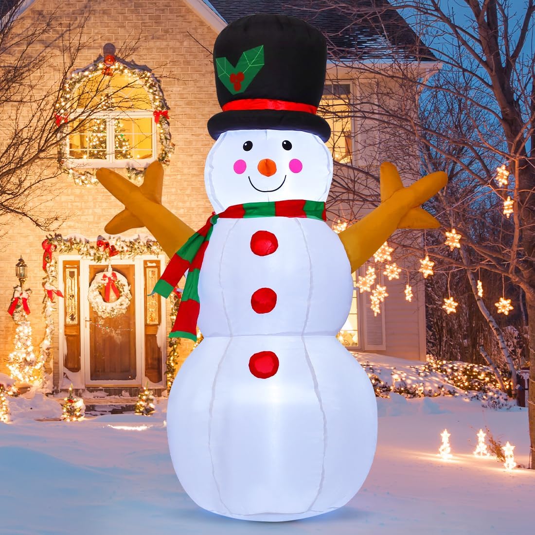 GOOSH 5 FT Christmas Snowman Inflatable - Outdoor Blow Up Holiday Decoration With Branch Hand for Indoor/Outdoor Party Garden Yard