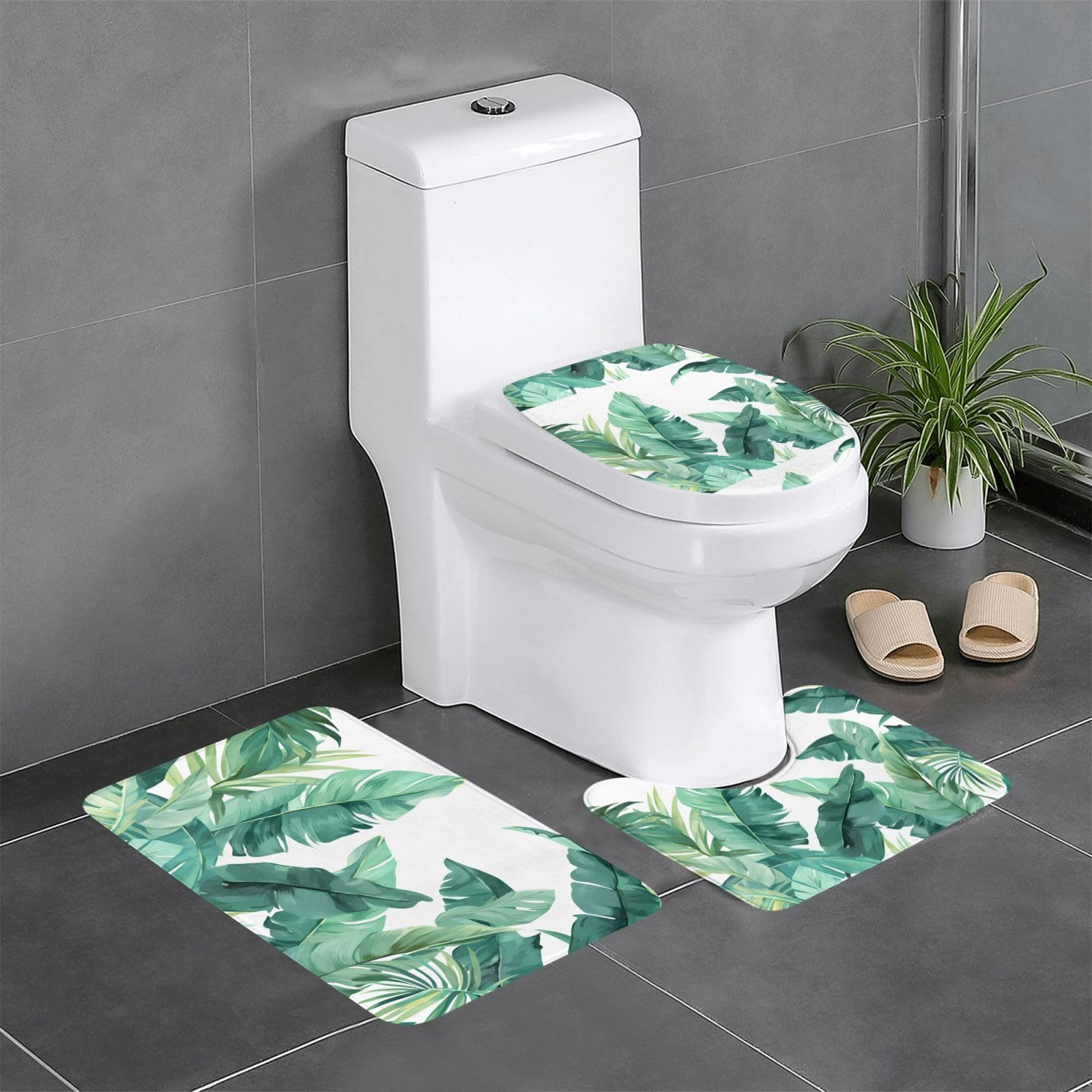 Tapis de salle de bain pour douche et baignoire décor tropical