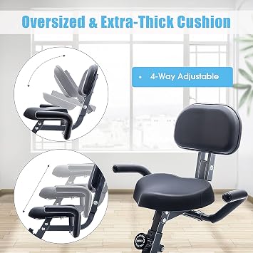 Merax Workout Bike For Home - 2 In 1 Recumbent Exercise Bike and Upright Indoor Cycling Bike Positions, 16 Level Magnetic Resistance Exercise Bike, Foldable Stationary Bike Machine, Fitness Bike