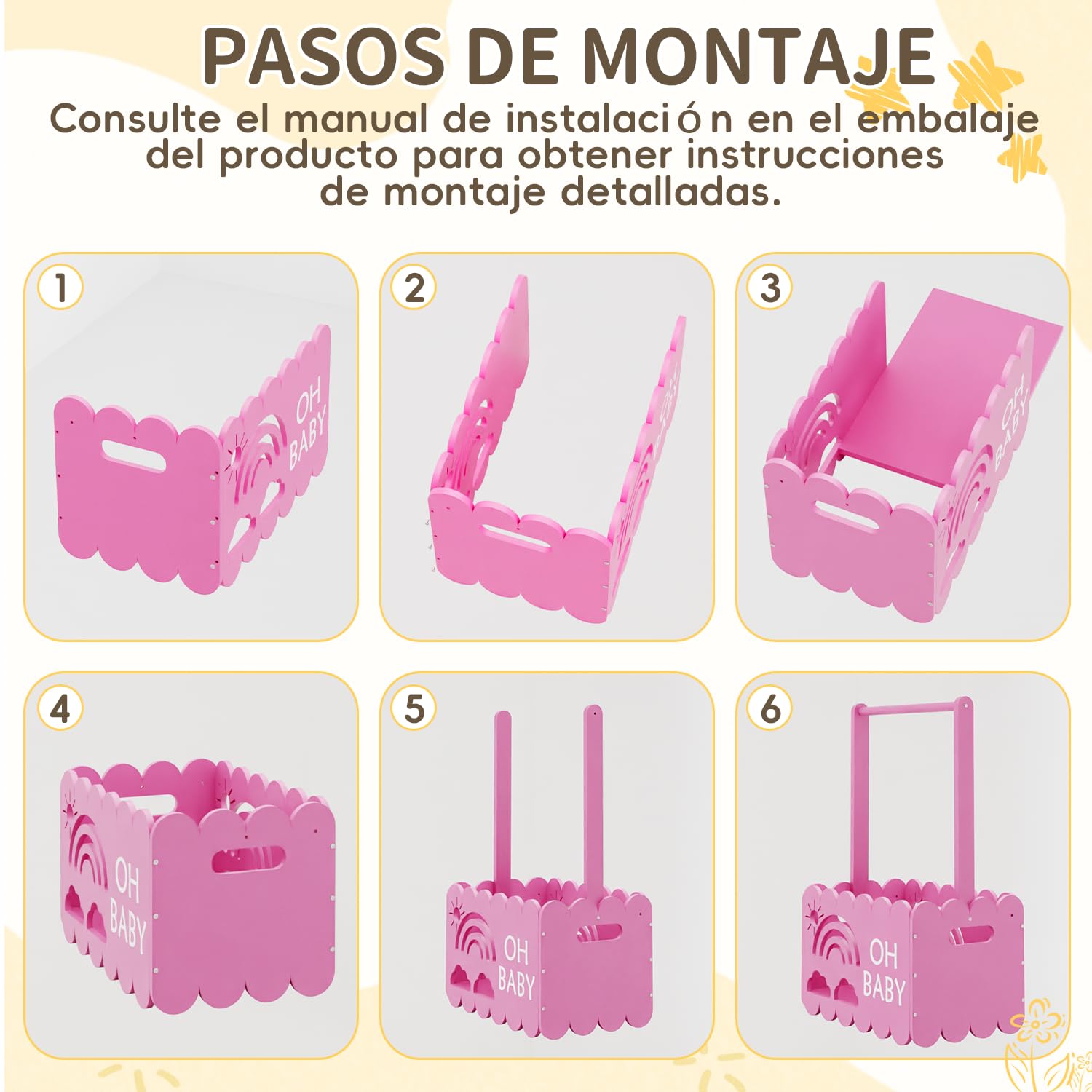 Regalos Para Bebes Recién Nacidos - Wooden cesta regalo Bebe- Regalos Bebes Recien Nacidos Originales Niña O Niño, Regalos Para Baby Shower, Cesta Organizadora Bebe, Cestas Bebe Regalo