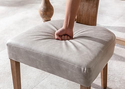 Miniatura 2 de VESCASA Sillas de comedor tapizadas con patas de madera, sillas de comedor acolchadas de piel sintética moderna de mediados de siglo con respaldo