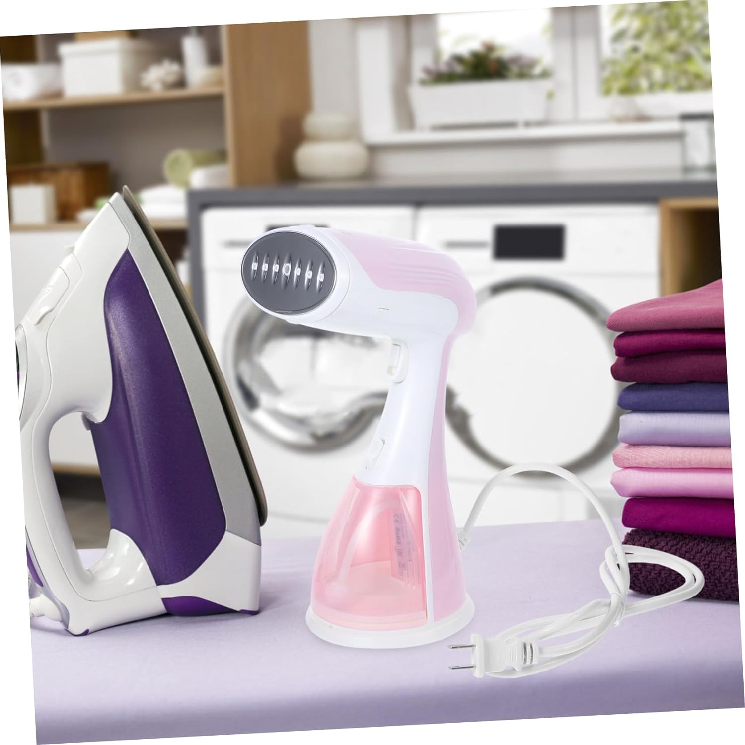 MERRYHAPY Lightweight Travel Steam Iron Handheld Electric Garment Steamer Long Cord Us Plug