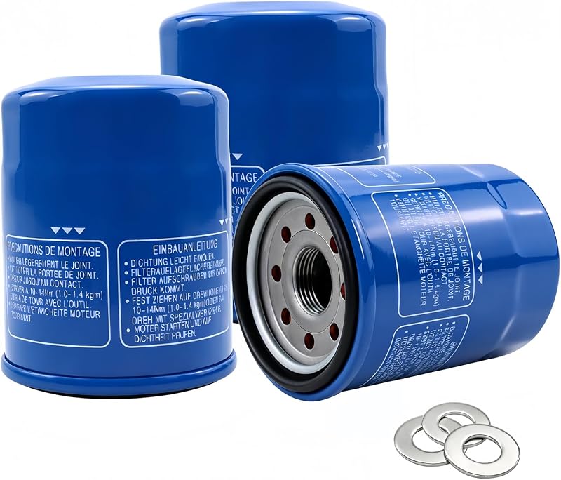 Filtro de óleo cermep auto 15400-PLM-A02 com rosca M14x1.5 para Honda – Kit com 3 unidades