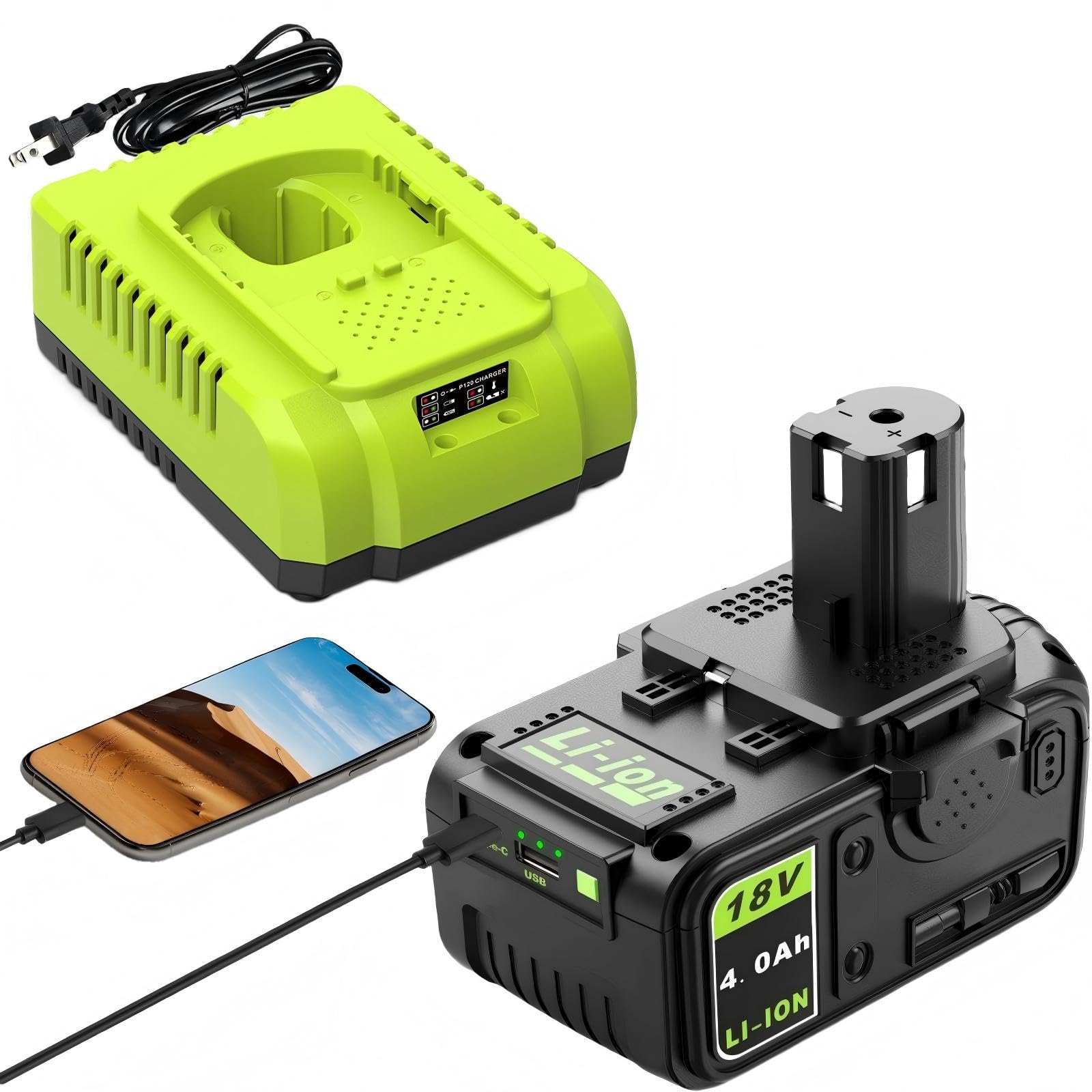 Amazon.com: Abeden 18V 4.0Ah Replacement Battery with USB and