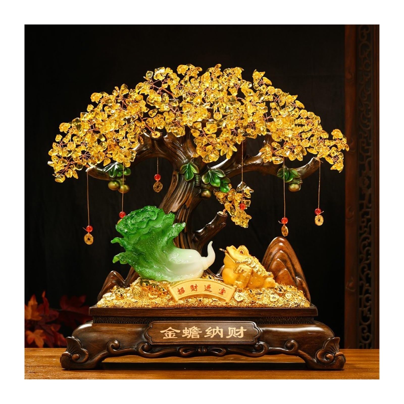 Escultura de Estatua de Buda Decoración Feng Shui, árbol del Dinero, Decoraciones Chinas de Cristal, estatuilla Sapo for la decoración Fortuna