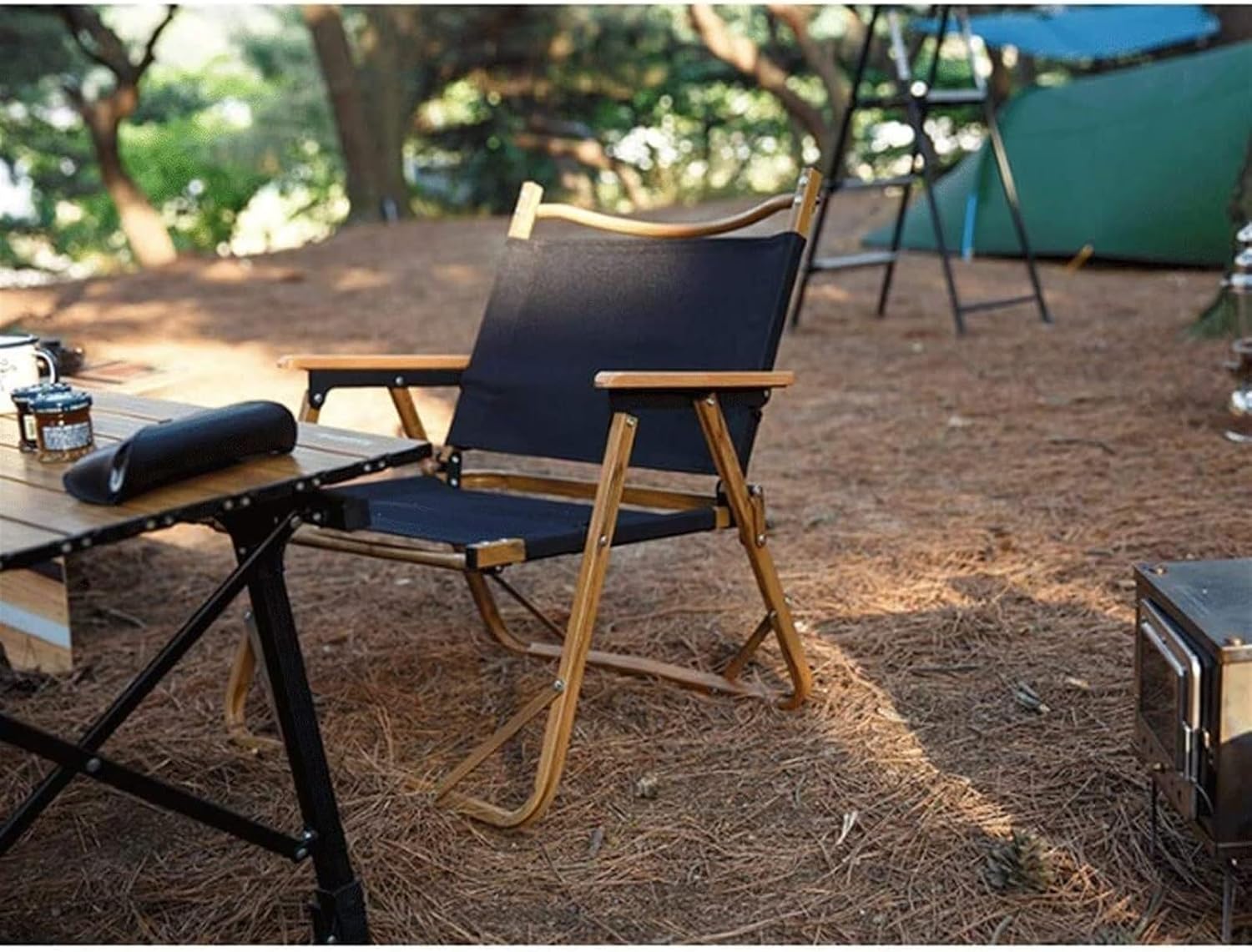 Portable Folding Chair Chair Portable Outdoor Aluminum Wood Grain Folding Chair Sports Chair Beach Chair Actor Adjustable Folding Chair(A)
