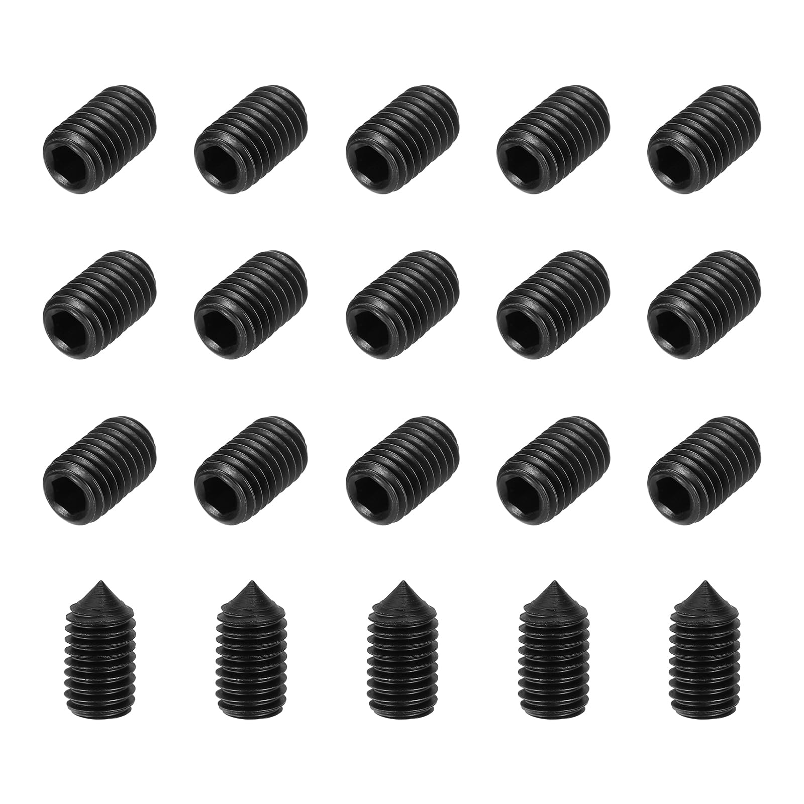 sourcing map 30 Pcs M10x16mm Cone Point Set Screws, Carbon Steel Hex Socket Grub Screws for Bathroom Fixtures Repair Furniture DIY Project
