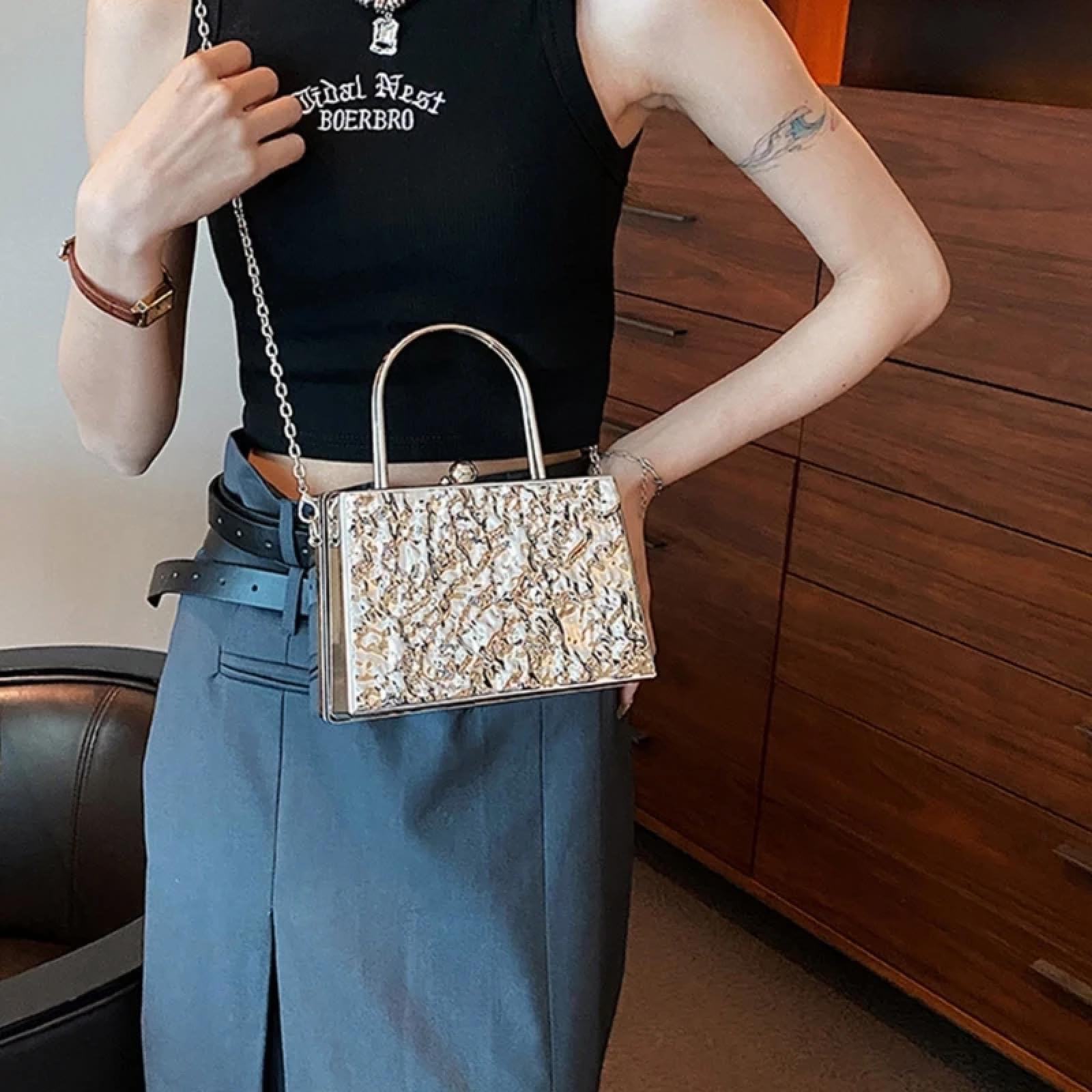 Abendtasche Damen Clutch Mode Acryl Abend Tasche Clutch Box Frauen Elegante Hochzeit Party Handtasche Damen Dame Bankett Kette Cross Body Schulter Tasche