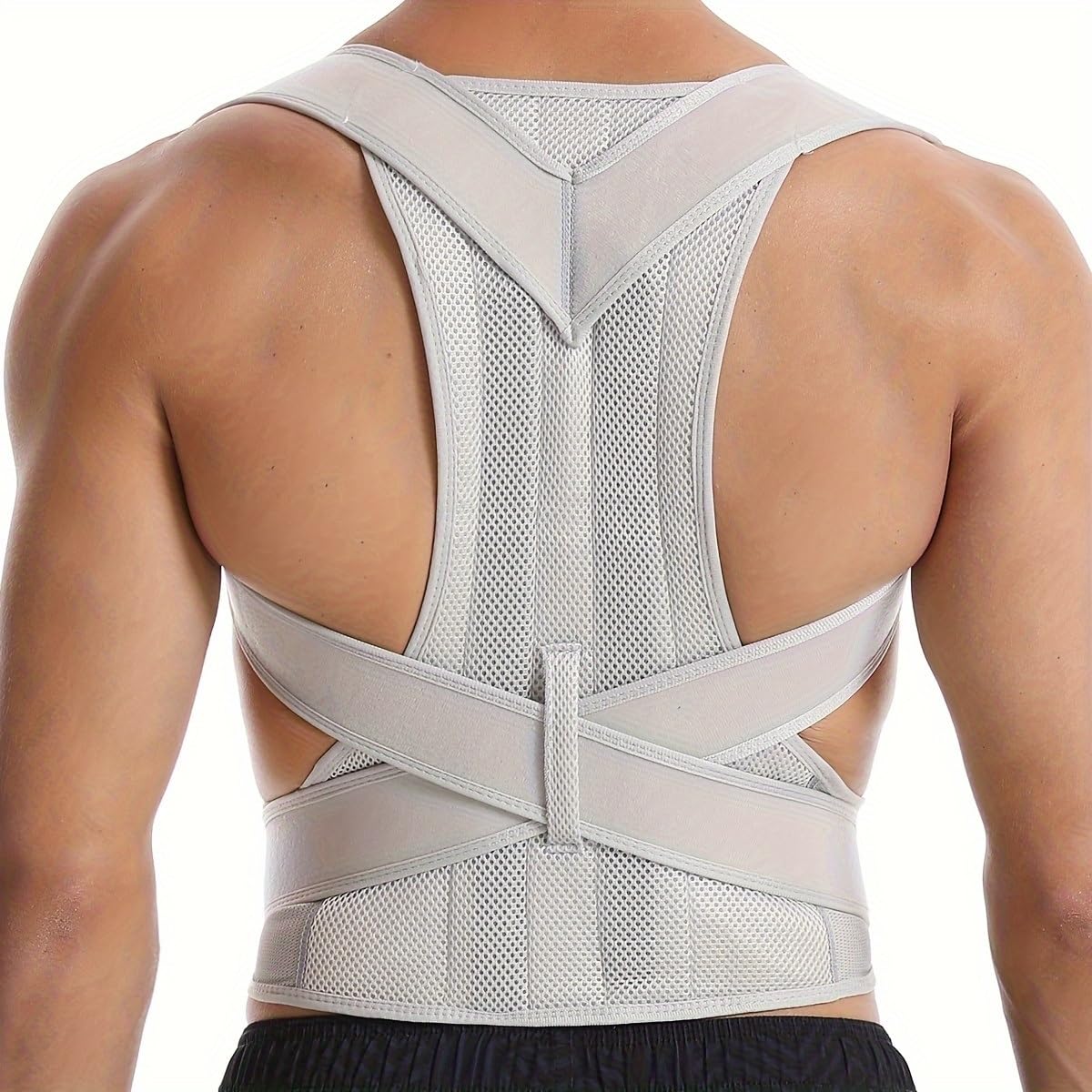 Correcteur de posture et ceinture de soutien dorsal complet 3XL gris contre le mal de dos