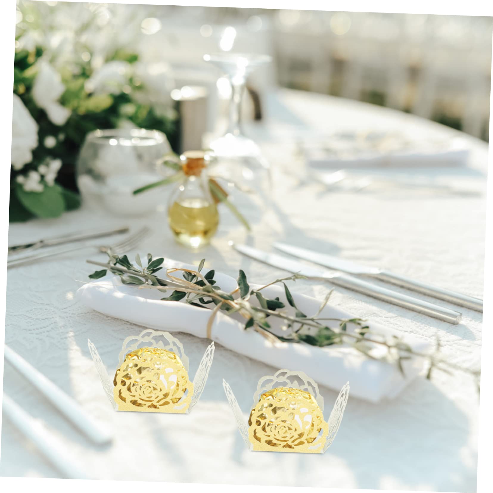 DECHOUS 500pièces Caissettes pour Bonbons Décoration De Mariage Support pour Et Douceurs Motif Doré pour Fêtes Et Desserts