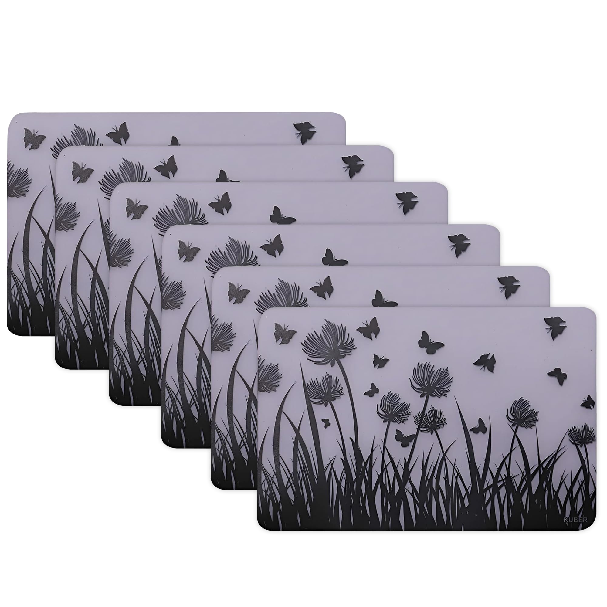 Kuber Industries Polyvinyl Chloride Pack of 6 Fridge Shelf Mat | Mats for Fridge Shelves | Washable Refrigerator Mat | Butterfly Trees Print Fridge Sheet | White & Black-picture-29