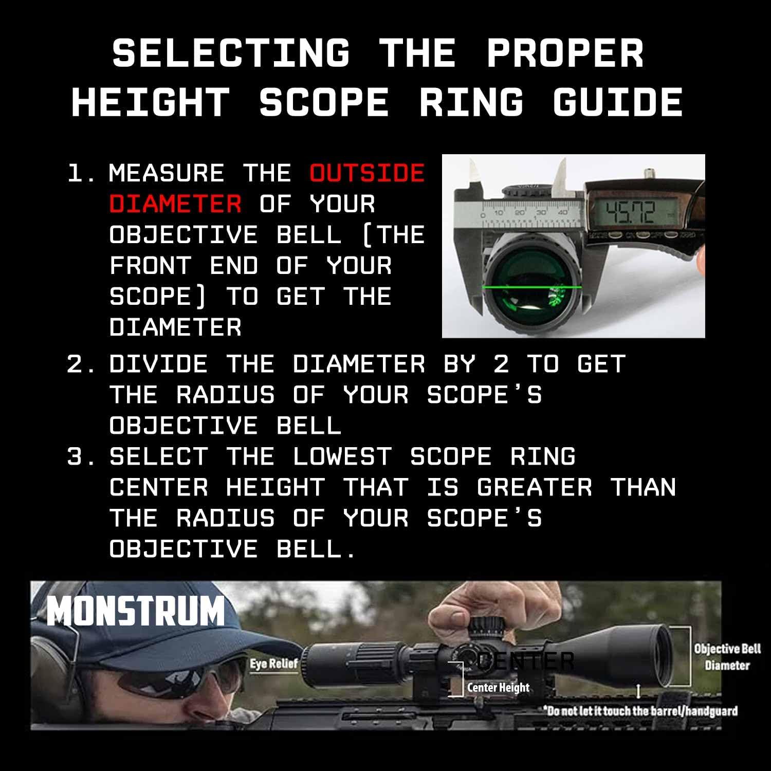 Monstrum Precision Picatinny Scope Rings | 1 inch Diameter