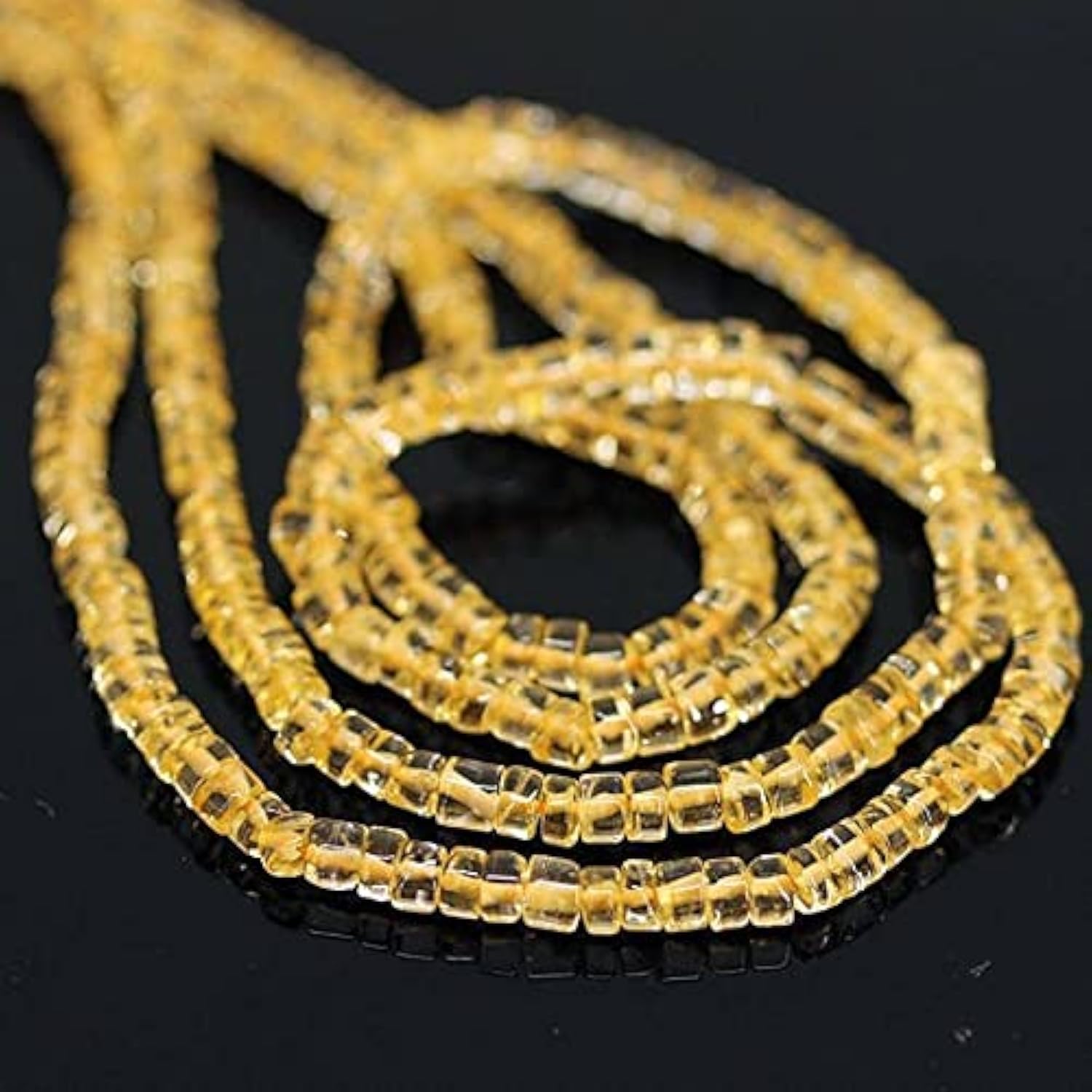 Citrine dorée en perles de 4mm pour créer des bijoux bohèmes et solaires