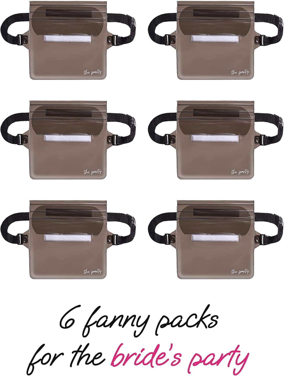 Waterproof Bachelorette Party Fanny Pack Set (7 Pack - Black) 1 “Wife of the Party” Bride Fanny Pack and 6 “The Party” Bachelorette Fanny Packs | Bachelorette Party Favors I Bachelorette Gifts - Image 4