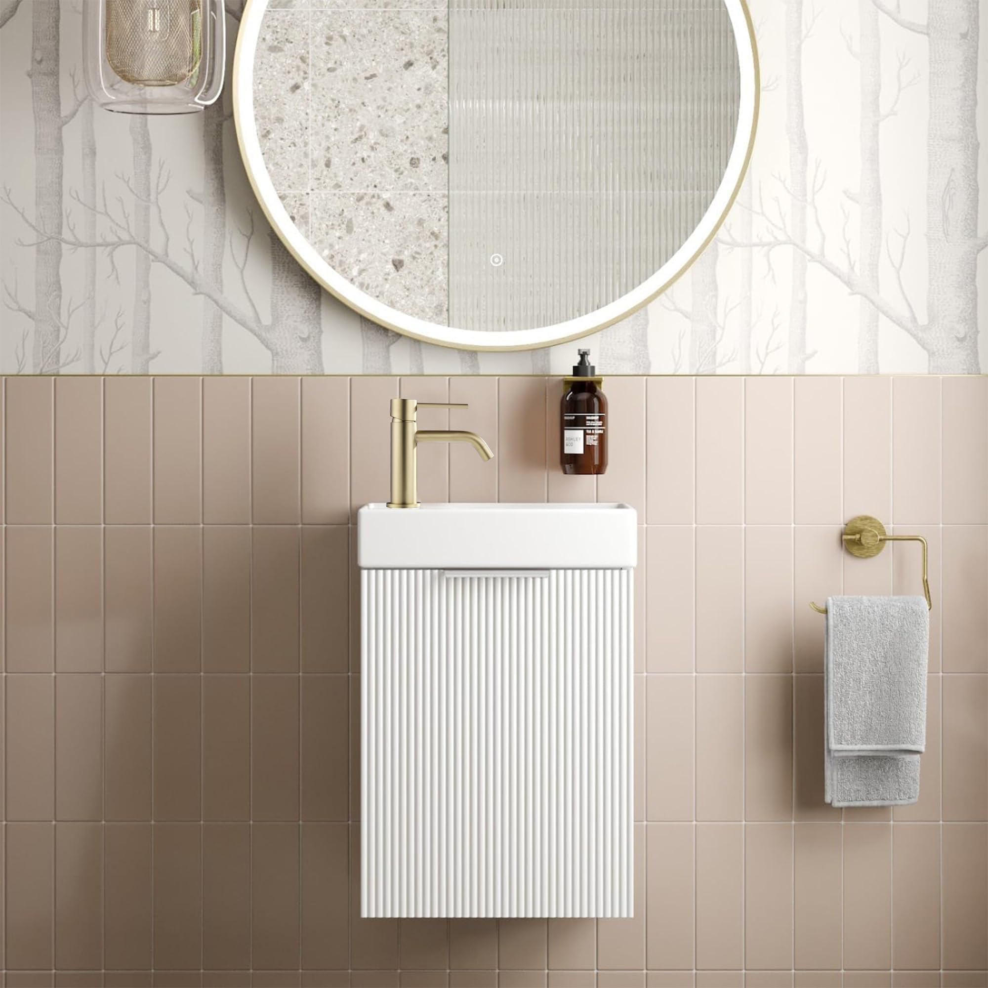 robinet lavaboo or brossé luxueux monocommande, anticorrosif avec tuyau G1/2 anti-trace, économiseur d'eau pour toilette invités et salle de bain