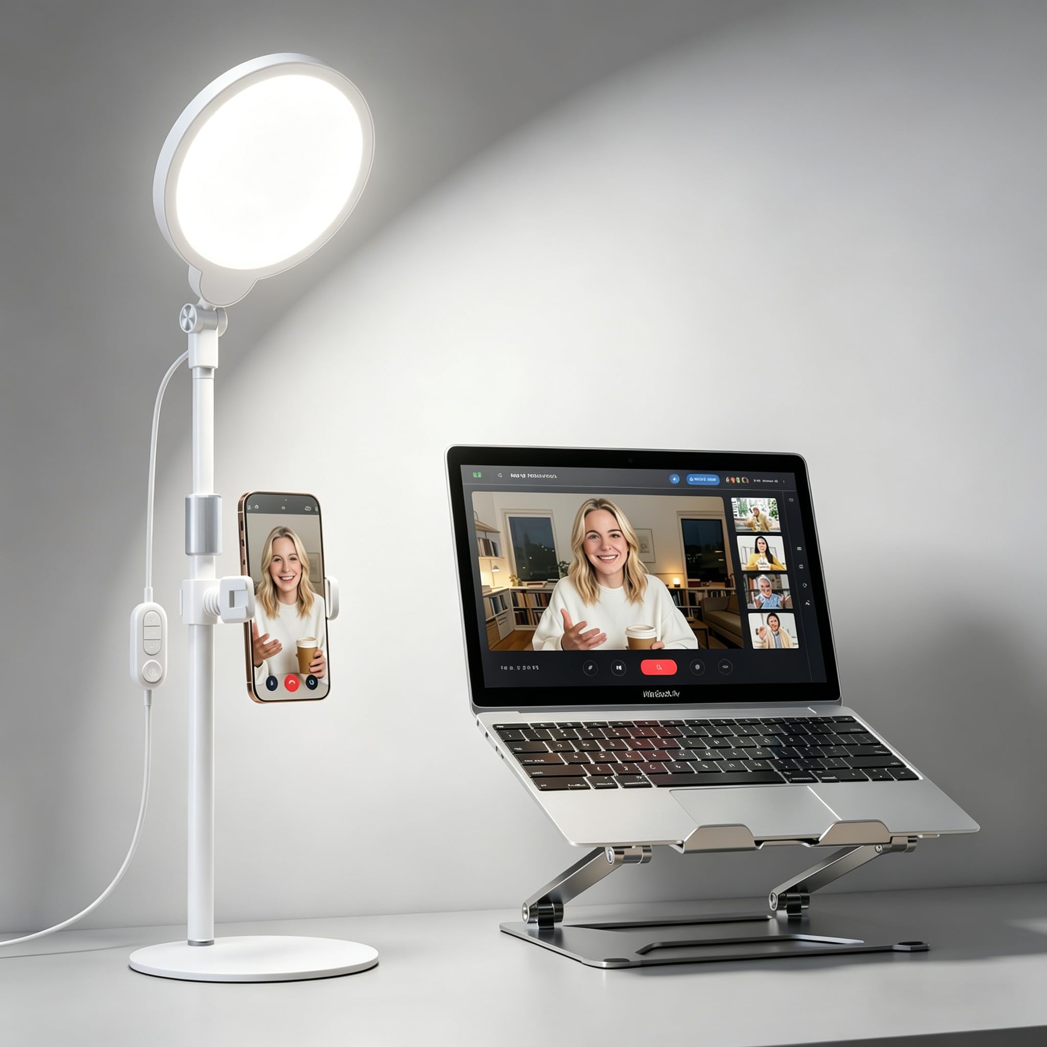 7" Ring Light with Stand for Desk, 30 Modes for Video Conference Lighting | Zoom Lighting for Computer, Adjustable Desk Light for Video Recording, Calls, Podcast, Stream, 3000K-6500K, CRI 97.8-image-27