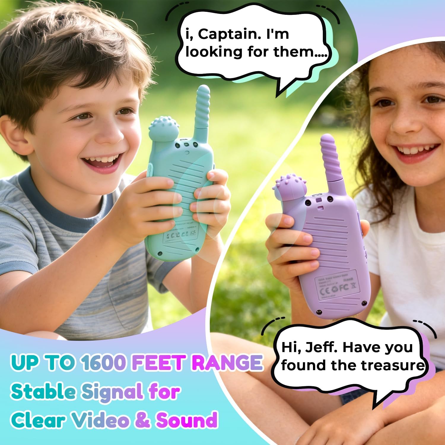 Kids Video Walkie Talkies, 2 Pack Long Range Walkie-Talkie for Kids, Rechargeable Video Call Toys with Camera for Indoor,Camping,Hiking,Travel,Christmas,Birthday Gift for Boys Girls Age 3-12