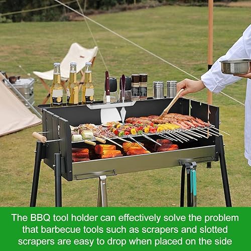 Miniatura 5 de Jaeskeclip Soporte para espátula de plancha, soporte para herramientas de plancha, 2 piezas de acero inoxidable para parrilla con 3 ganchos y 4