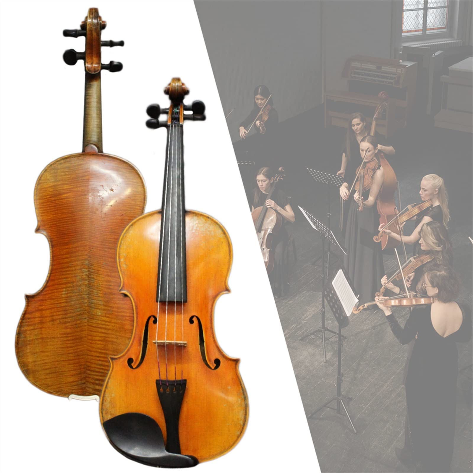 4/4 Violino Acustico Violino Violino in Legno Europeo Accessori in Ebano con Arco E Custodia Violini per Studenti