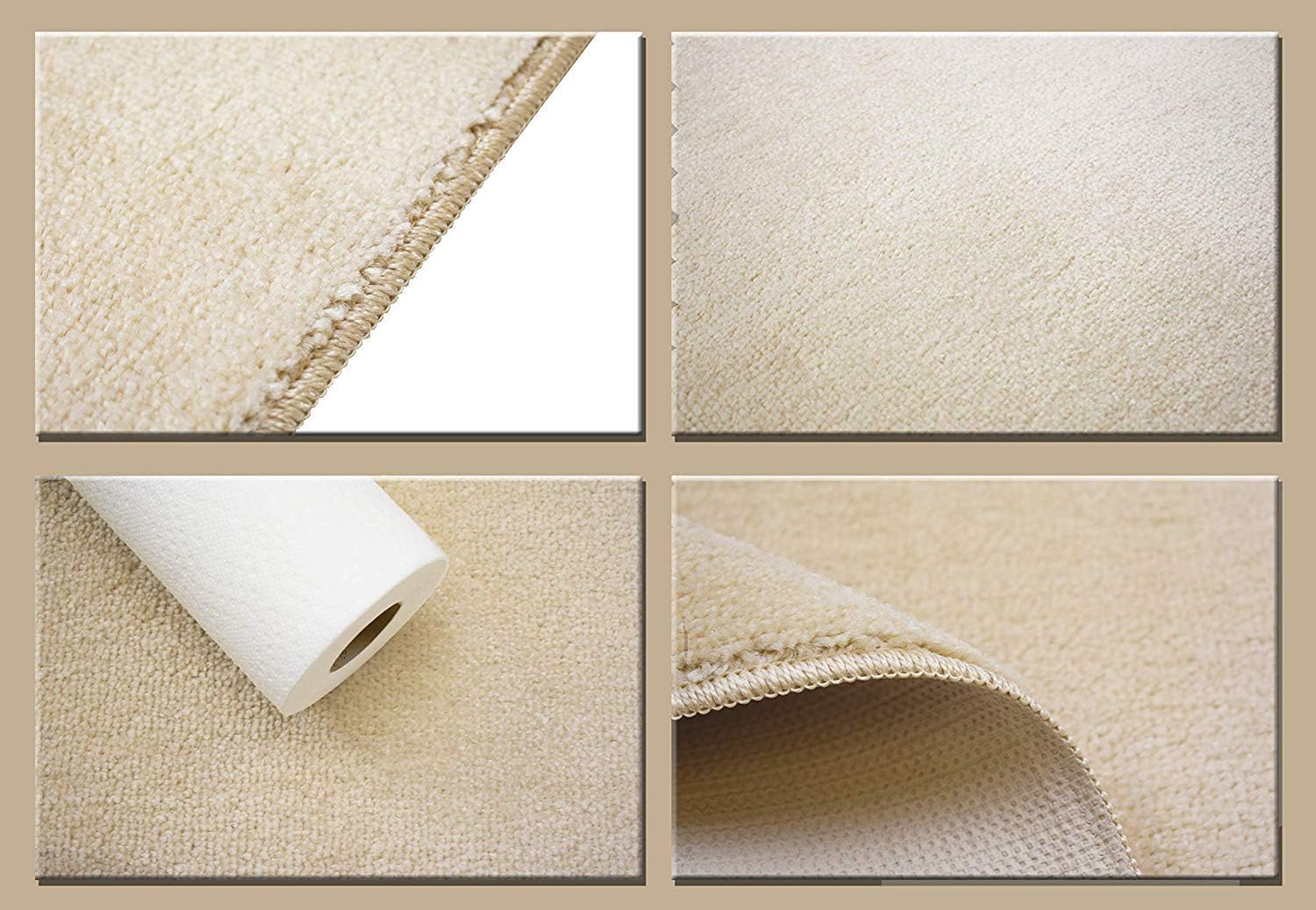 Custom Size Hallway Runner Rug, Slip/Skid Resistant, 26 Inch Wide X Your Choice of Lenght, Solid Light Beige, 26 Inch Width X 2 Feet Length, Sold and Priced Per Foot