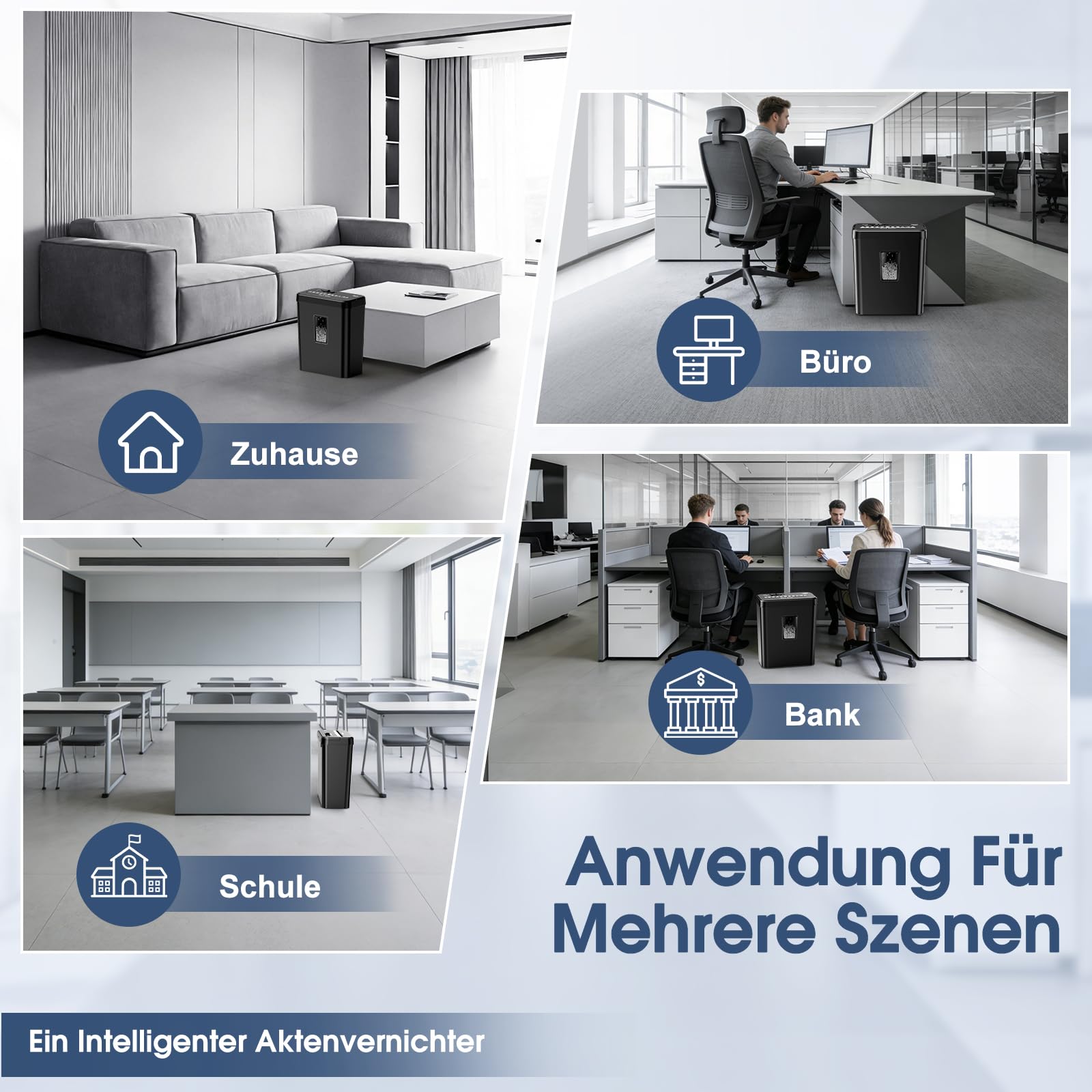 Aktenvernichter, 6-Blatt Kreuzschnitt Papierschredder mit P-4 Geheimhaltungsstufe, 13L Papierkorb mit Sichtfenster und Tragegriff, zerkleinert Kreditkarte, Überhitzungsschutz für Home Office(Schwarz)