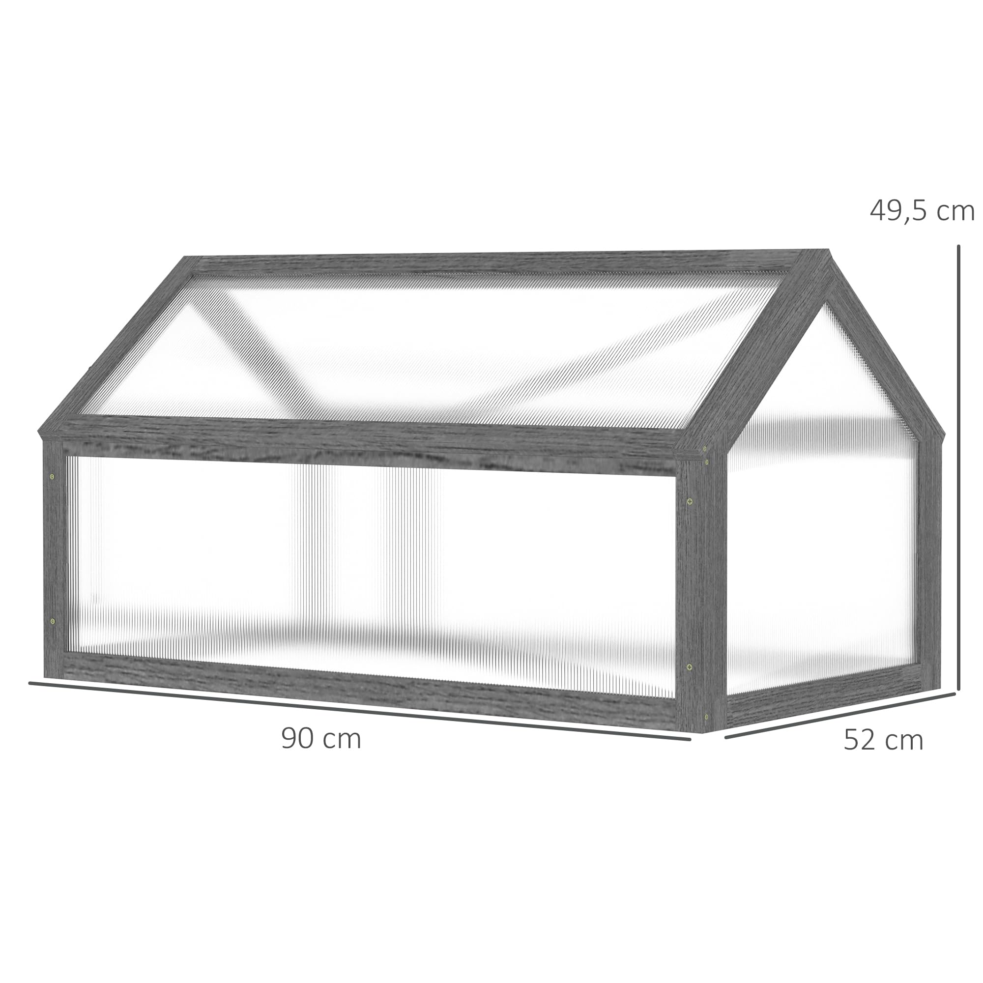 Outsunny Inspekt z drewna, mini szklarnia 90 x 52 x 49,5 cm, szklarnia z osłoną, przepuszczająca światło, skrzynka na inspekty, odporna na warunki zimowe, podwyższona grządka do ogrodu, na balkon