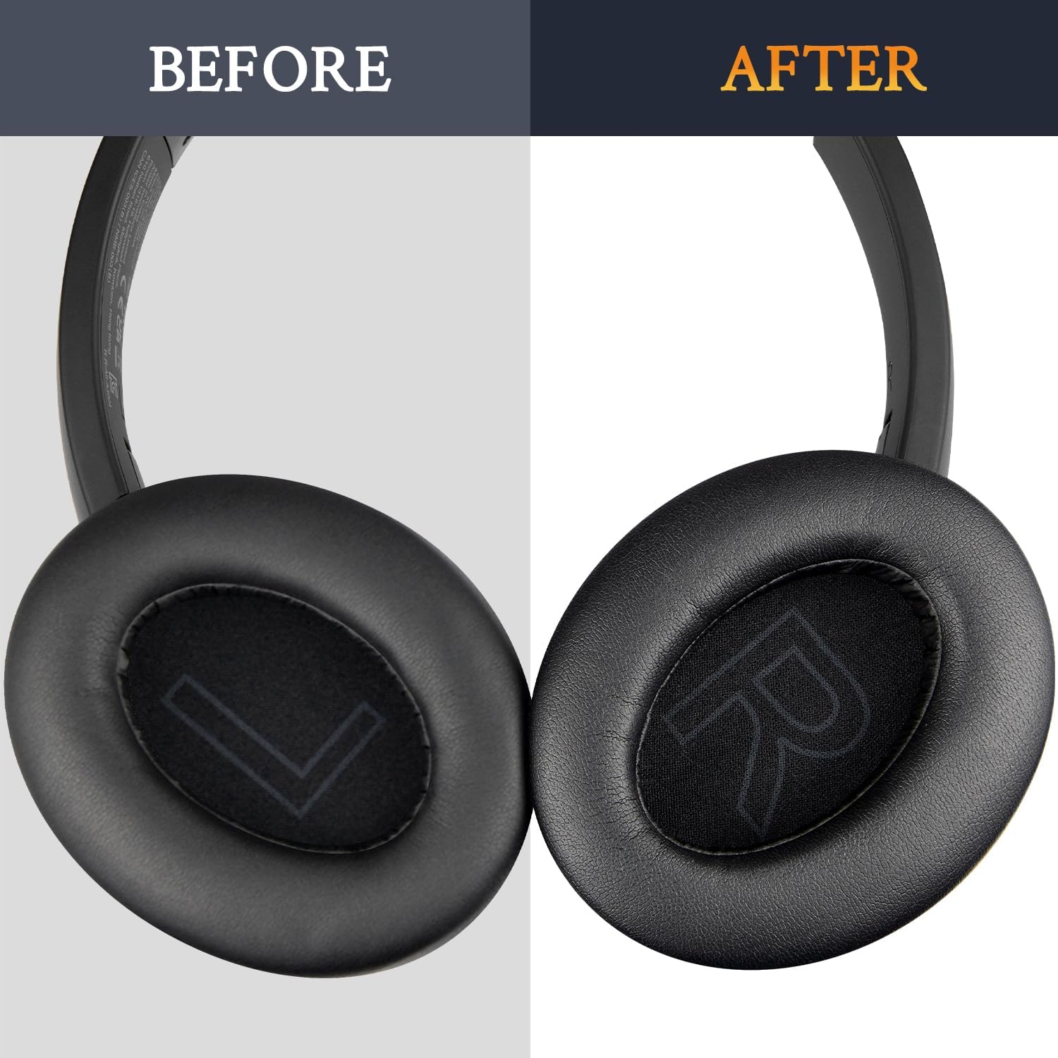 SOULWIT Ear Pads Cushions Replacement for Anker Soundcore Life 2 (Not fit Life 2 Neo)/Q20/Q20+/Q20I/Q20BT Headphones, Ear Pads with Softer Protein Leather, Noise Isolation Foam - Black - Image 6