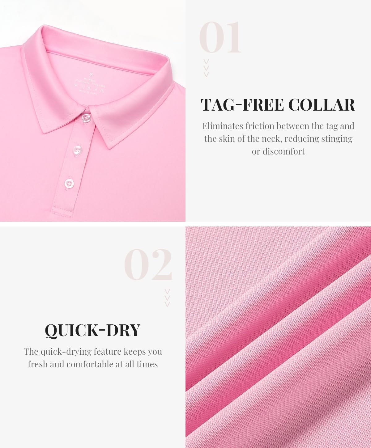 Star Vibe Long Sleeve Polo Shirts for Women Moisture Wicking Golf Shirt Quick Dry UPF 50+ Sun Tennis Athletic Tops 3 Pack - Image 5