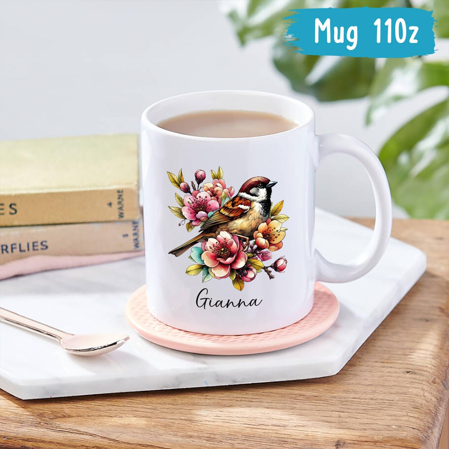 15 oz coffee mugs nature floral birds Soar into Peace with the Amazing Grace Bird Mug for Your Favorite Drink –  GLORY HAUS main image 0