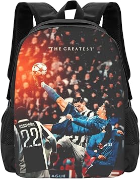 #7 Ronaldo Adult Simplicity Backpacks Bag Laptop Bag Bookbag Backpack 16.5 Inch For Daily, Black