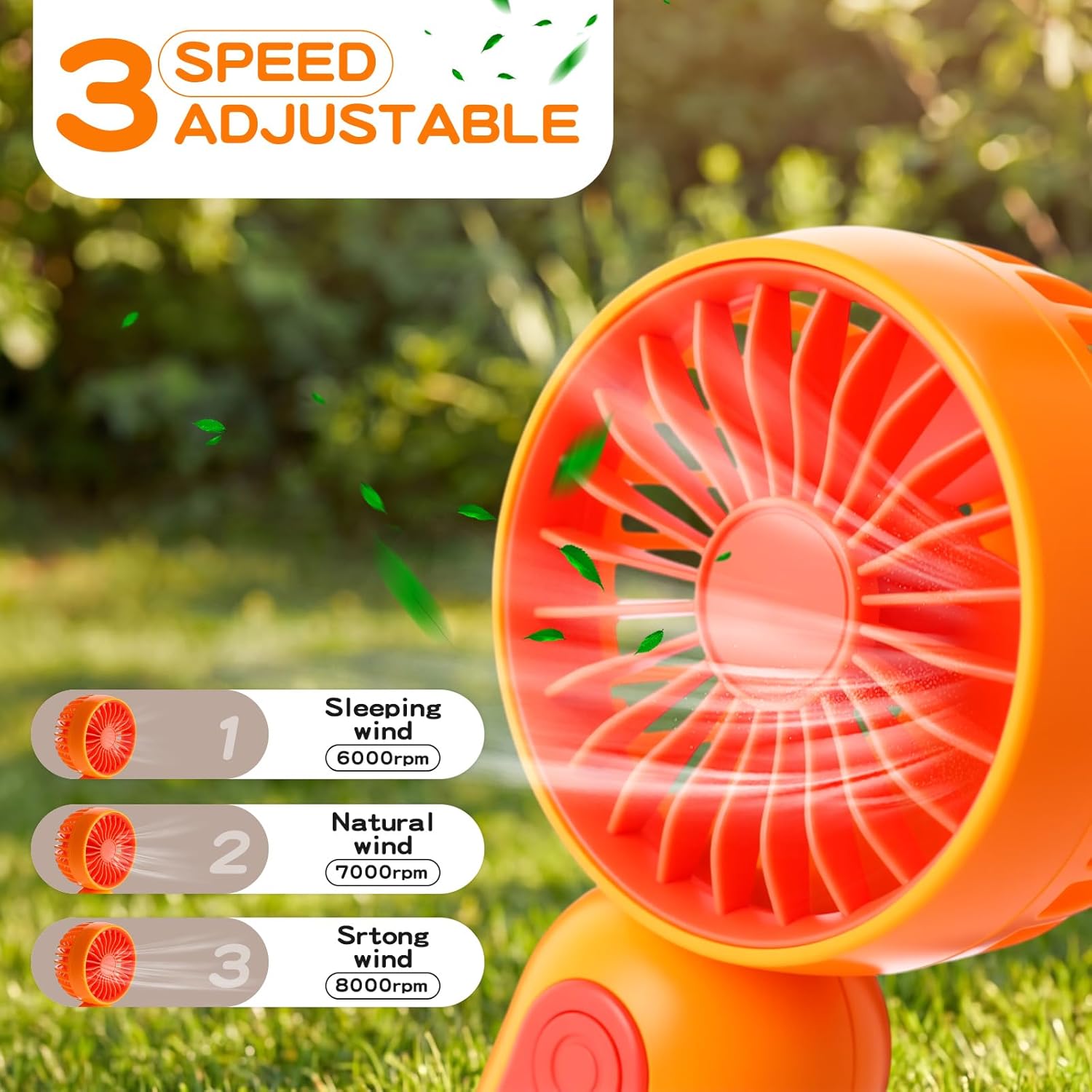 Rossesay 12 Pack Mini Portable Handheld Fan Bulk for Travel 3 Speeds, Rechargeable USB Battery Operated, Small Personal Eyelash Fans for Women Men Indoor Outdoor(Orange)