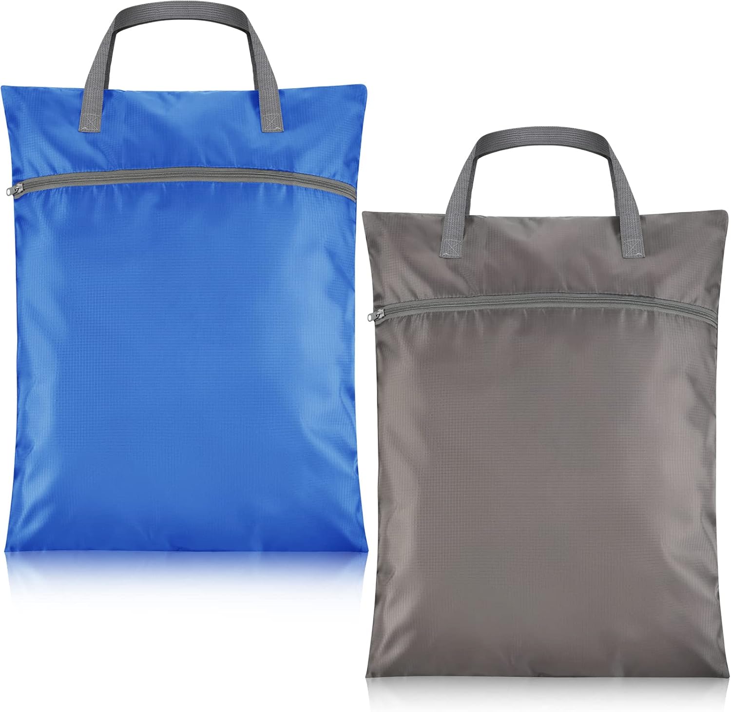 2 Pcs Travel Laundry Bags Waterproof with Handle Dirty Clothes Bag for Traveling Hanging Laundry Hamper with Two Zippered Pockets Washable Reusable for Sports Home Travel College Dorm (Blue, Gray)