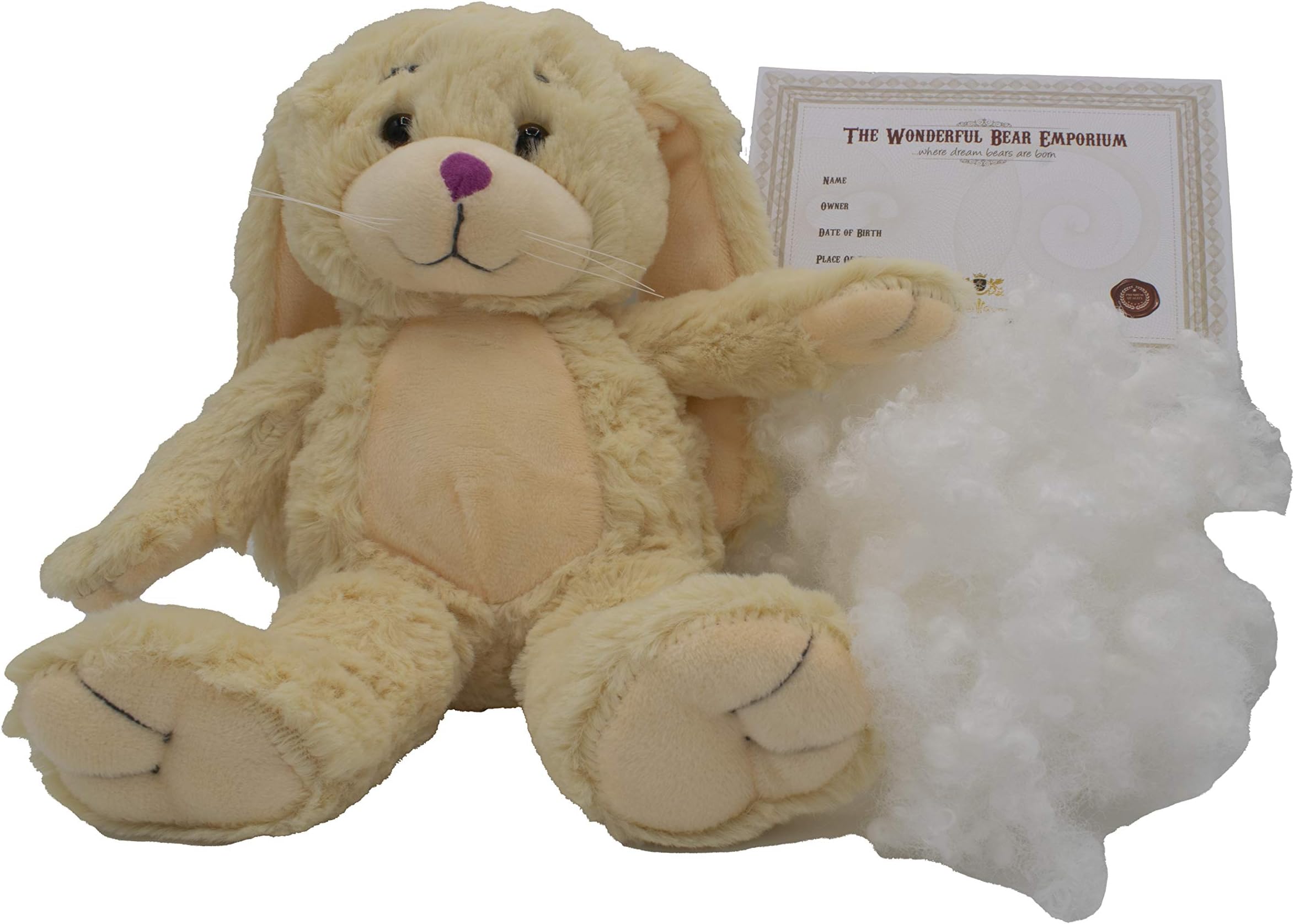 The Wonderful Bear Emporium Bunny Rabbit Plush Soft Toy (Create your own teddy bear kit 8 inch, Cream)