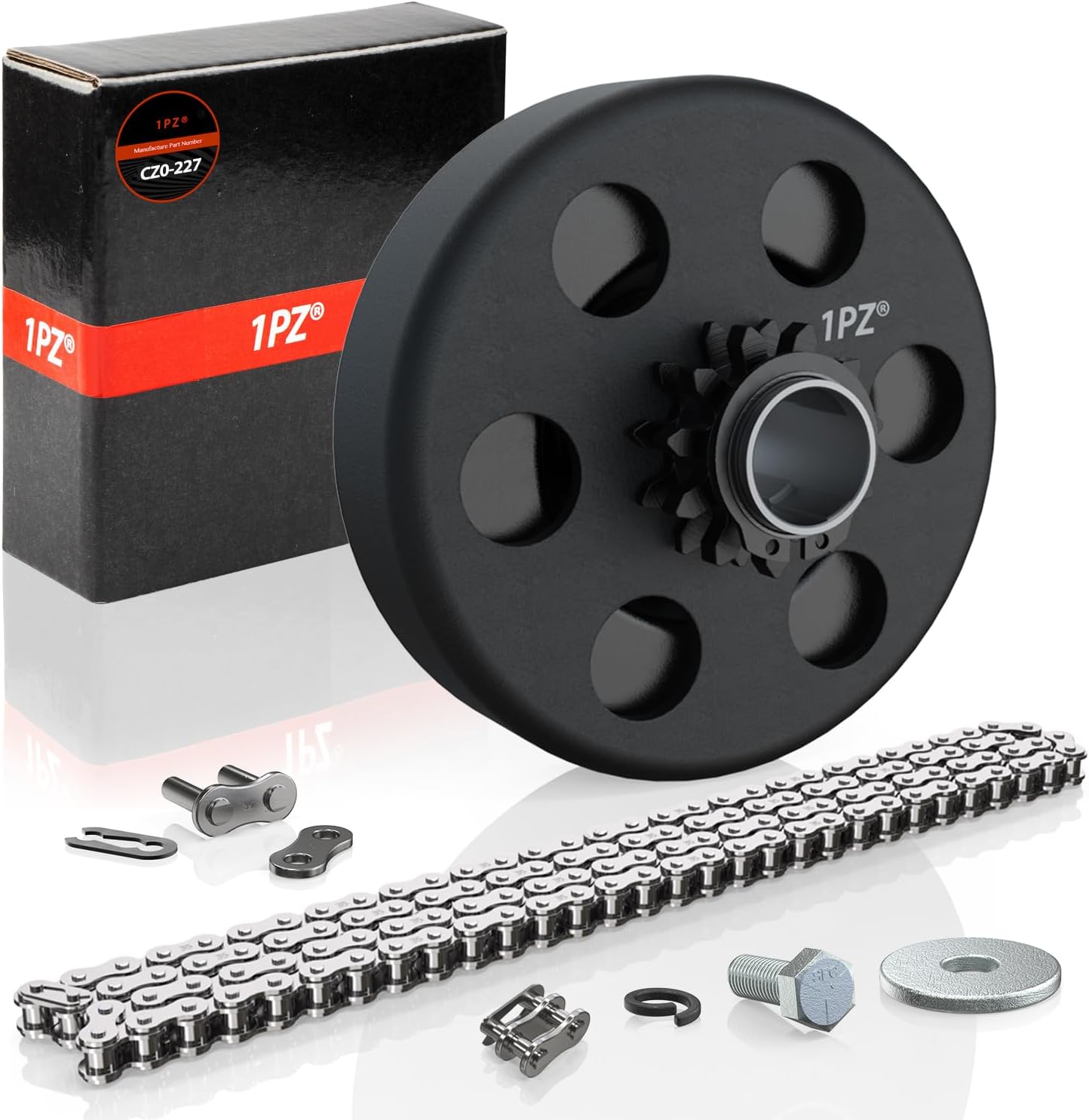 1PZ CK2-JG4 Go Kart Clutch 5/8" Bore 11 Tooth with #35 Chain and Accessories for Predator 212 Clutch 11T Centrifugal Clutch Perfect for Go Kart, Minibike and Fun Kart Engine