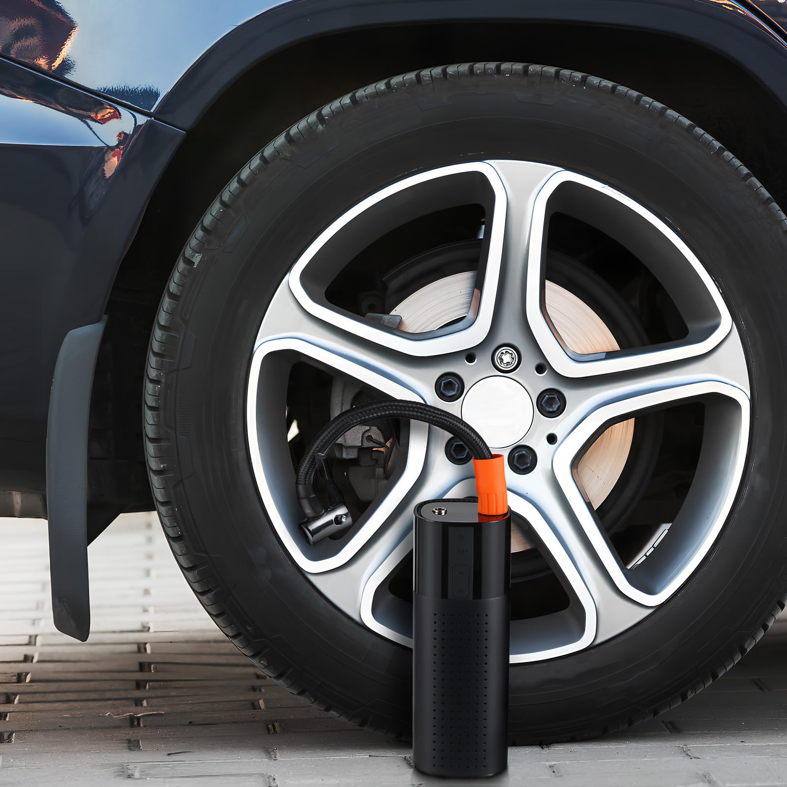HEMOTON Inflador de Neumáticos para Bicicletas y Motocicletas con Sistema de Monitoreo en Real y Parada Automática, Material de Aleación de Aluminio y Abs