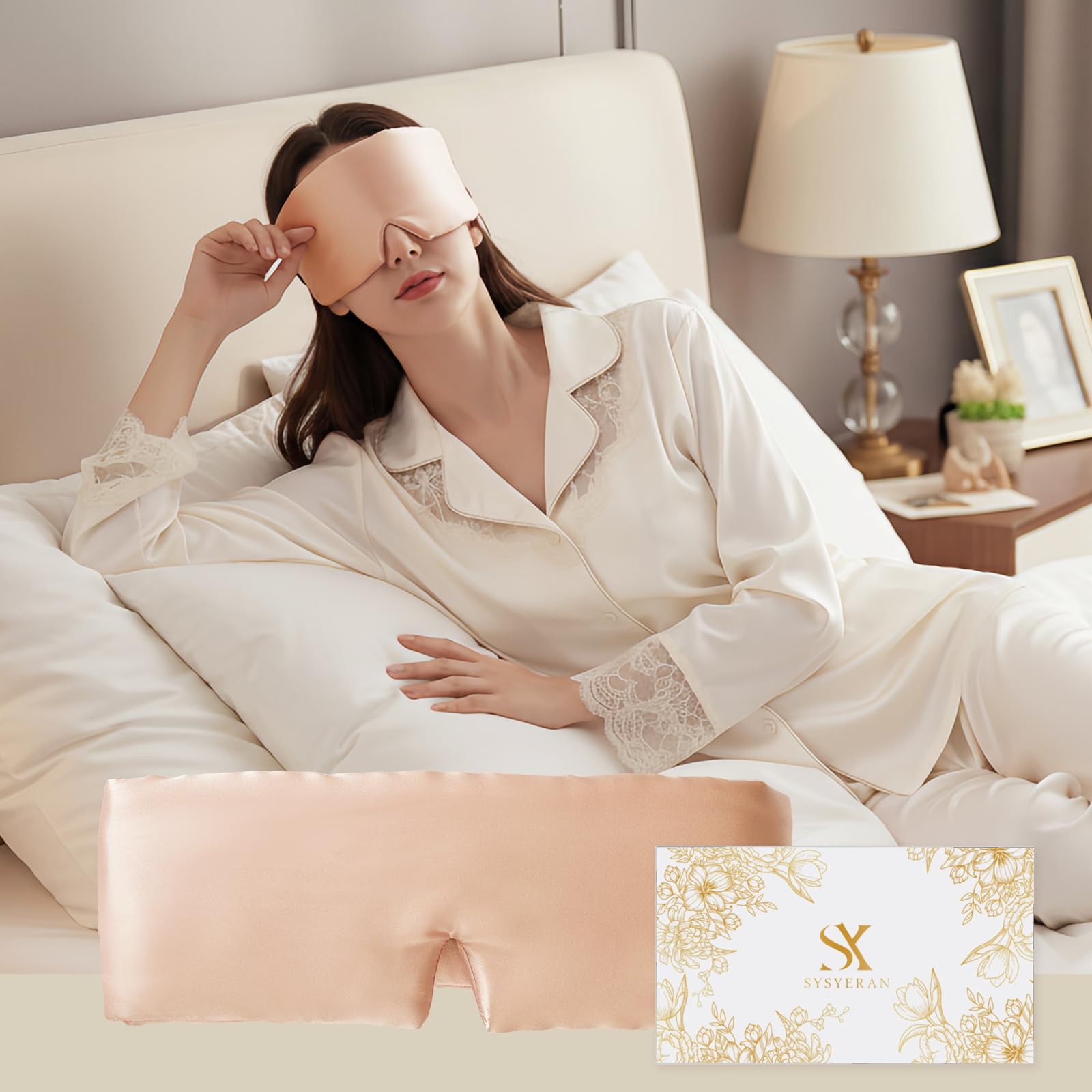 100 Mulberry Silk Sleep Mask Eye Mask for Deep Sleep and Travel Soft Breathable Eye Cover with Adjustable