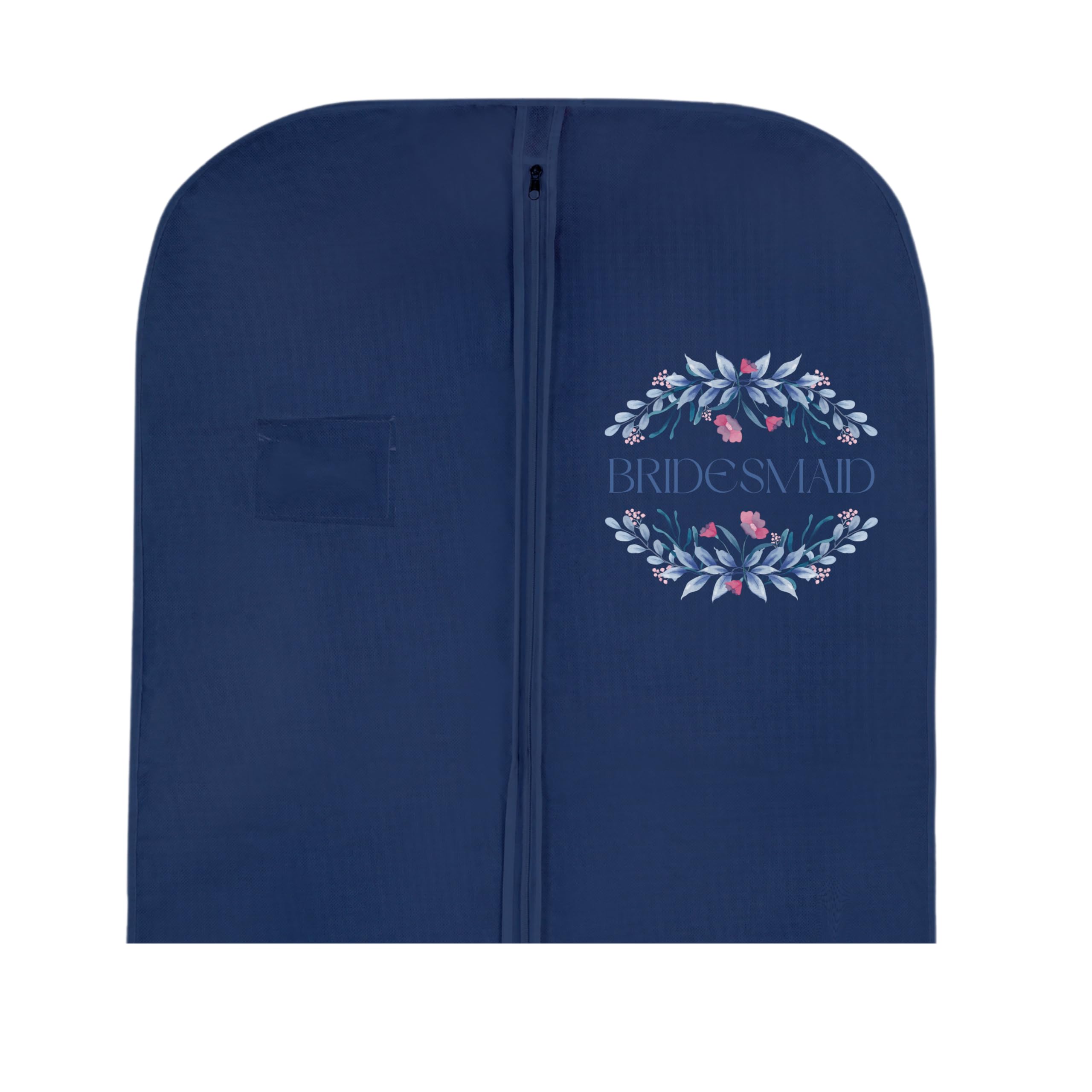 Garment Guardians Girls Bridesmaid's Logo On Navy Bag Bridal Gown Garment Bag - Printed Wedding Dress Bag | Long Dress Covers For Bride & Bridesmaids | Breathable Clothes Bag For Storage & Travel (Bridesmaid's Logo On Navy Bag)