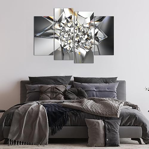 Miniatura 3 de Biuteawal Lienzo abstracto para pared de sala de estar, obra de arte gris y dorada, decoración de pared para dormitorio, pintura de diamante,