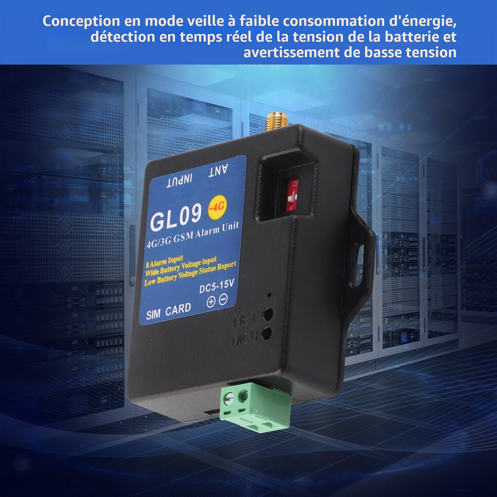 Module D'alerte du Système de Sécurité D'alarme 4G/3G/GSM Alarme de Sécurité à Faible Consommation D'entrée à 8 Canaux pour la Sécurité de L'entrepôt à Domicile(EU Frequency-Le Noir)