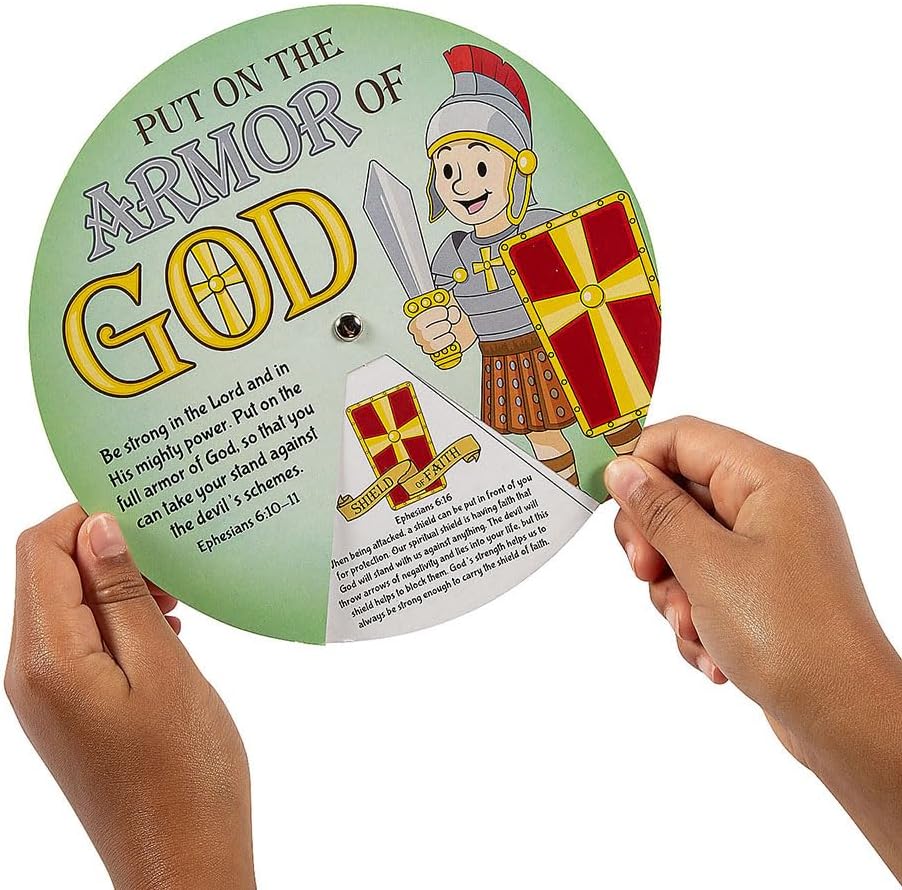 Fun Express Armor of God Learning Wheels - VBS Vacation Bible School Supplies/Decor - 12 Pieces