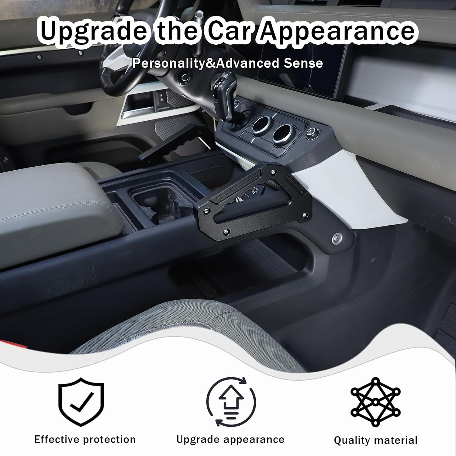 Grab Handles Compatible with Land Rover Defender 90 110 130 2020-2025, Aluminum Alloy Grab Handle Armrest for Center Console Both Side, Car Interior Safety Accessories 1 Pair