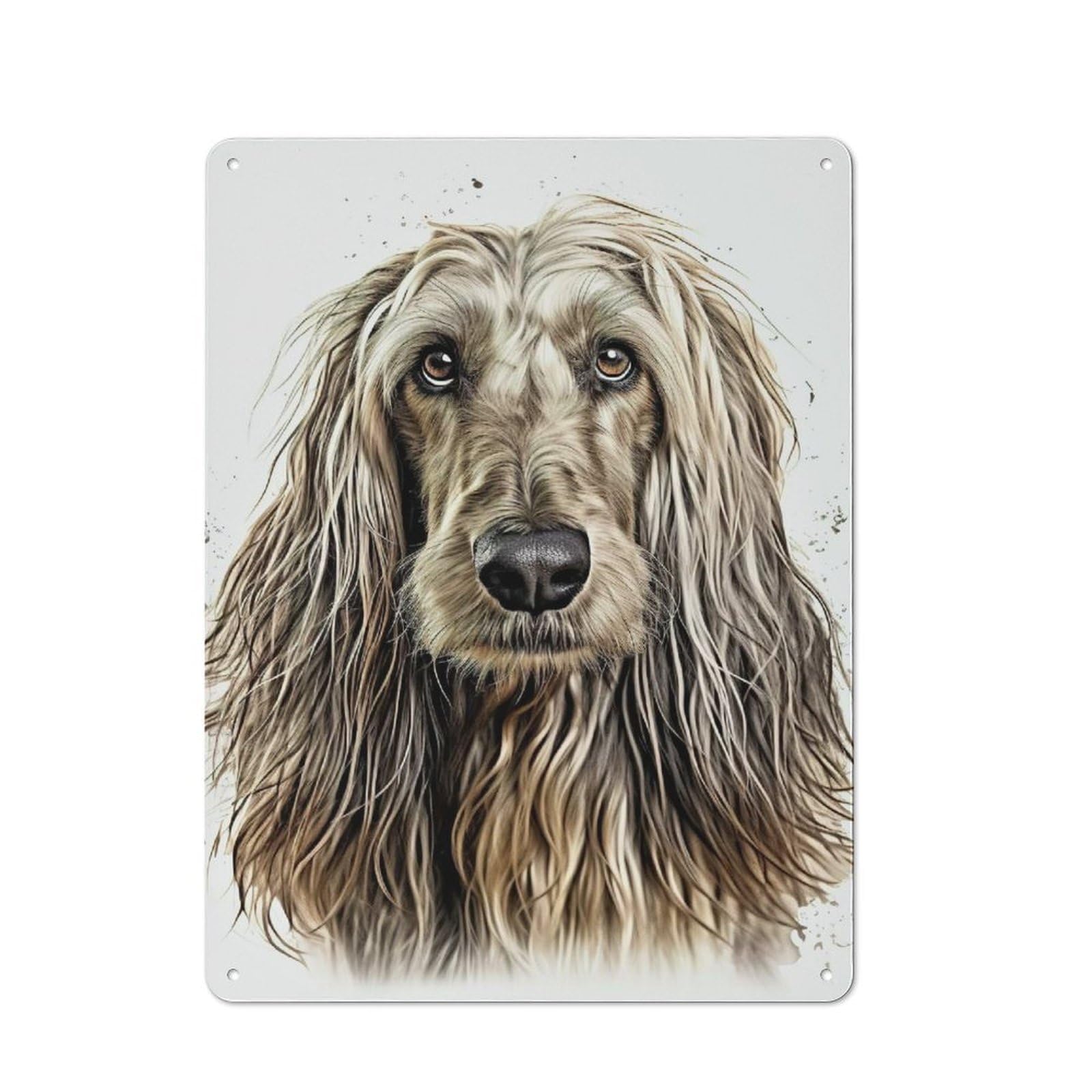 Junmoney Afghan Hound Portrait Metal Wall Sign 40X30cm Featuring For Bar Or Restaurant, For Themed Interiors In Bars And Restaurants