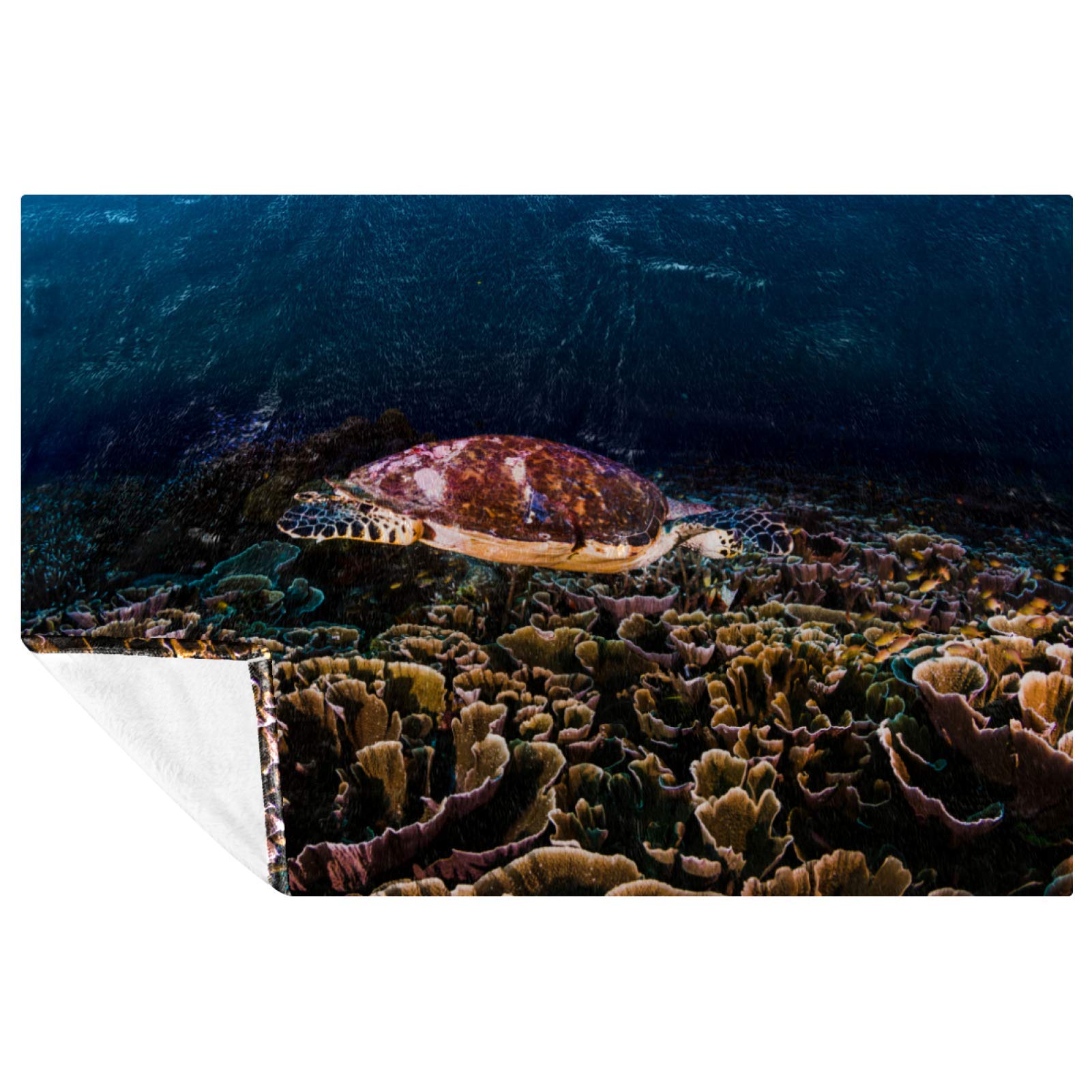 Couverture douce et chaude imprimé tortue de mer verte plaid lit canapé 150x100