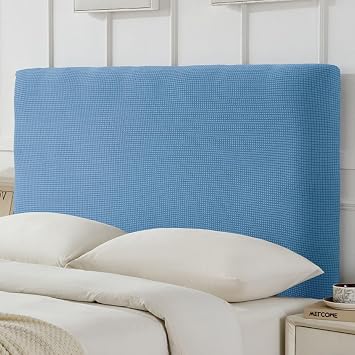 EFELIM Stretch Bed Headboard Cover for King Queen Full Size, Jacquard Curved Headboard Slipcover Renew Dustproof Protector for Bedroom Decor Lake Blue,Full43-55in